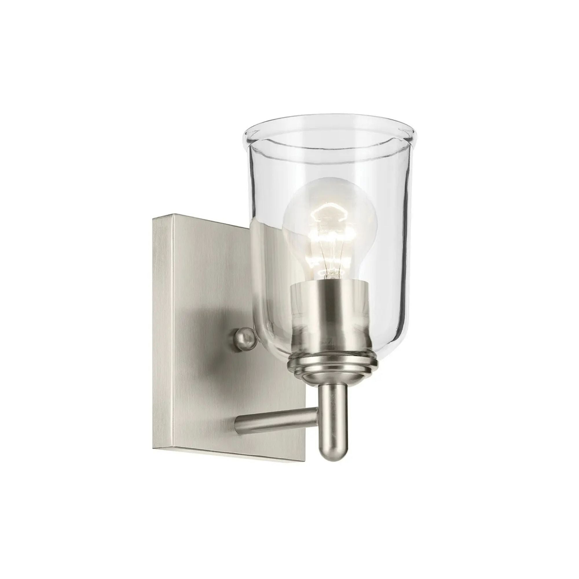 Shailene 5" Wall Sconce, Brushed Nickel Finish, Clear Glass