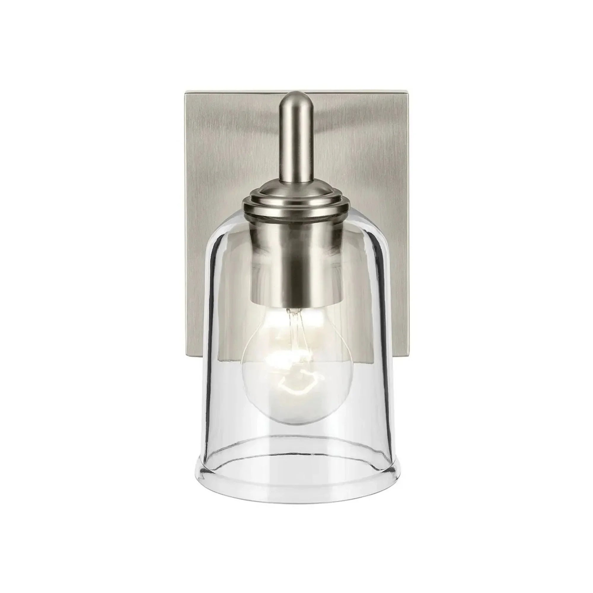 Shailene 5" Wall Sconce, Brushed Nickel Finish, Clear Glass