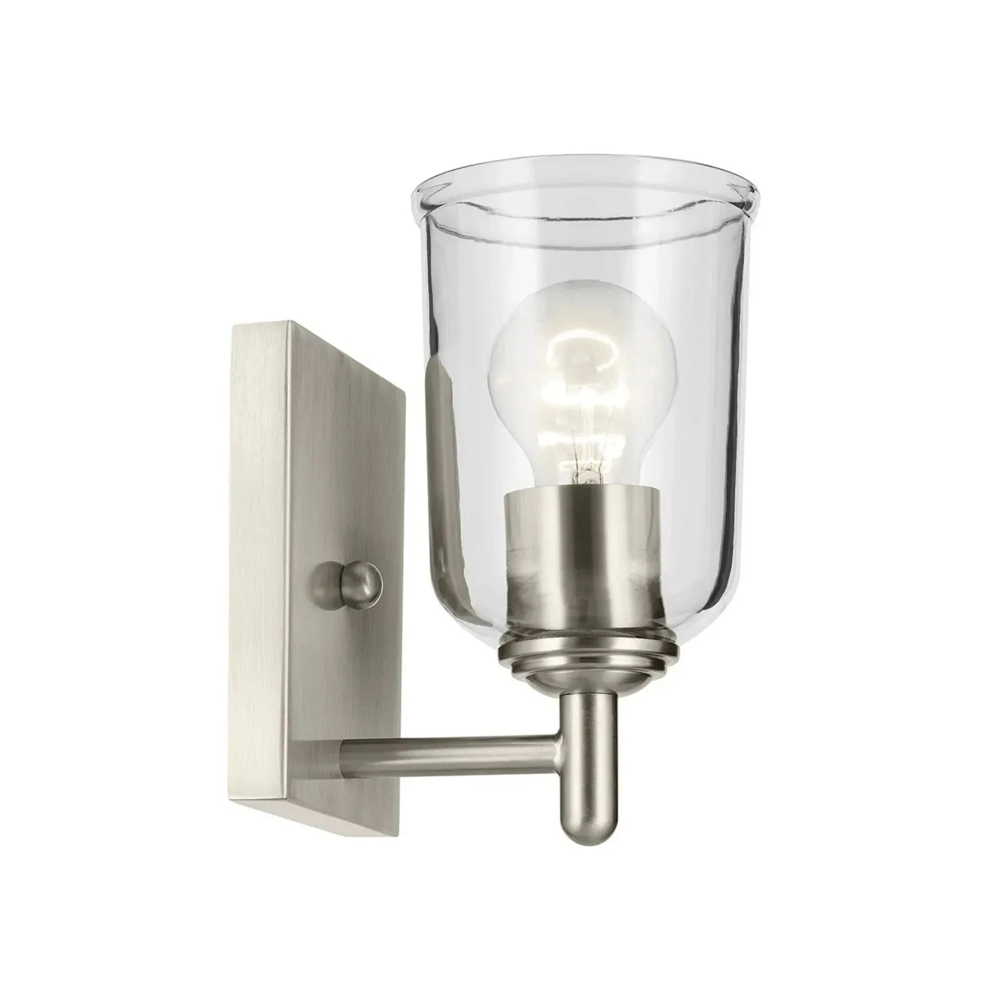 Shailene 5" Wall Sconce, Brushed Nickel Finish, Clear Glass