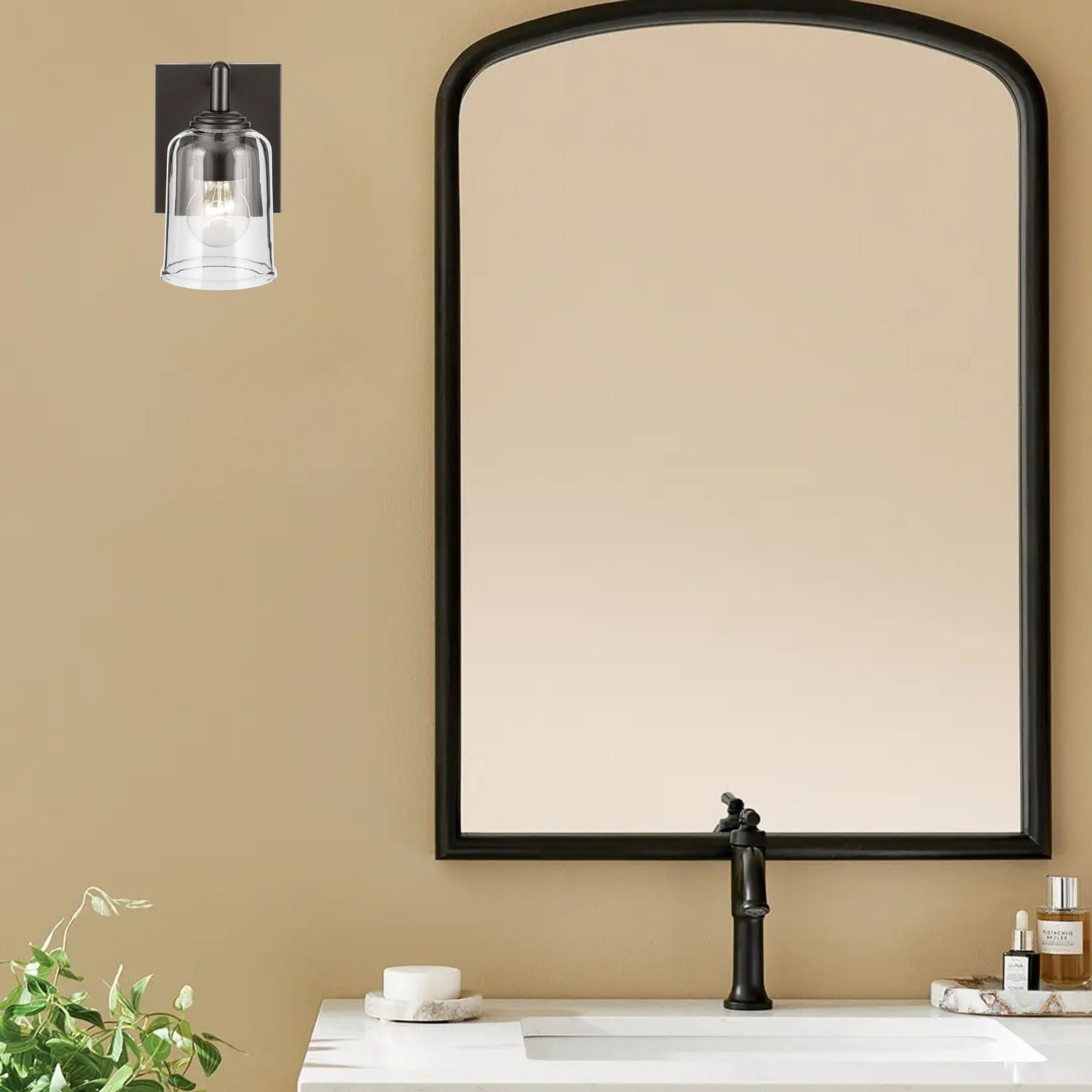 Shailene 5" Wall Sconce, Olde Bronze Finish, Clear Glass