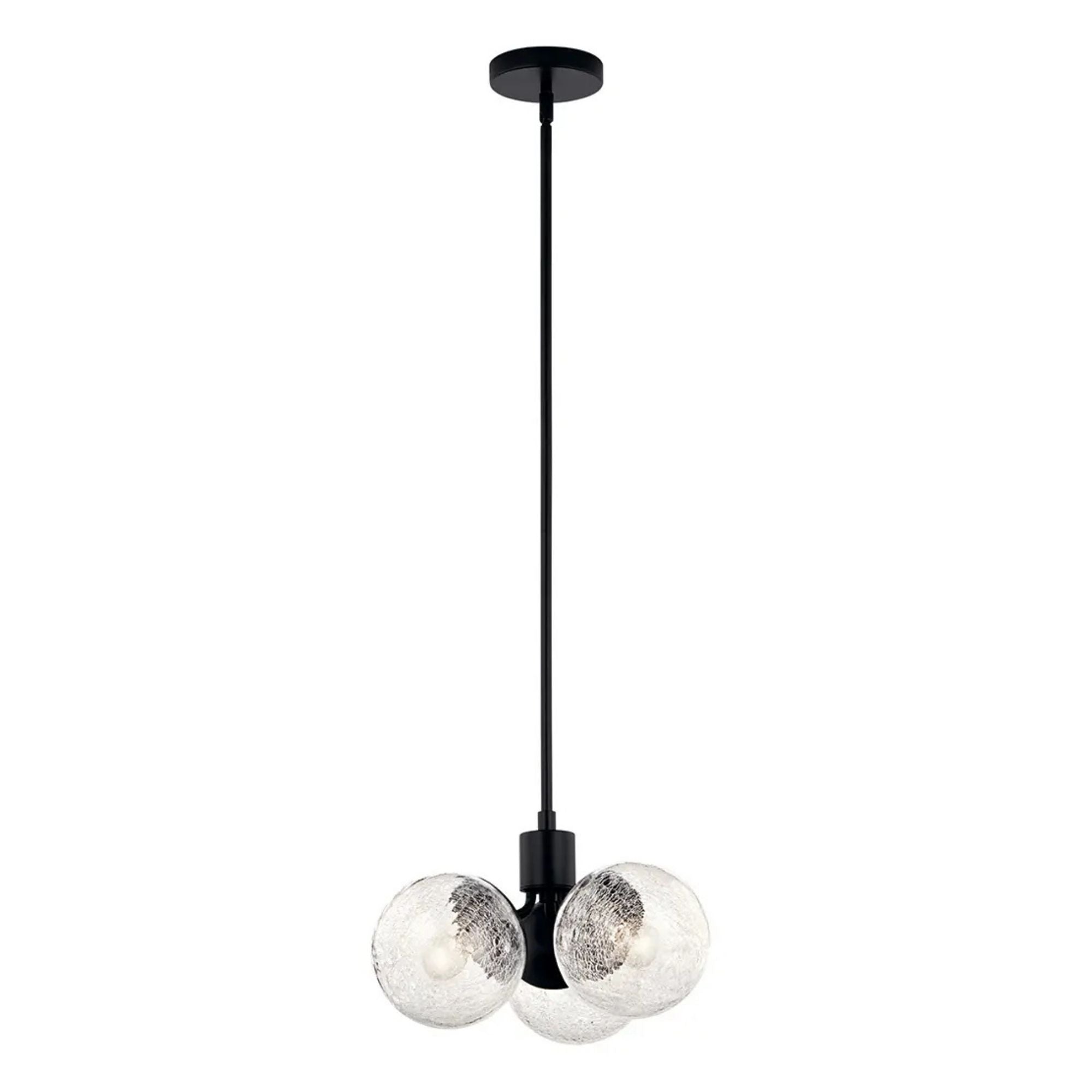 Kichler Lighting - Silvarious 17" 3-Light Chandelier, Black Finish, Crackle Glass | Bees Lighting