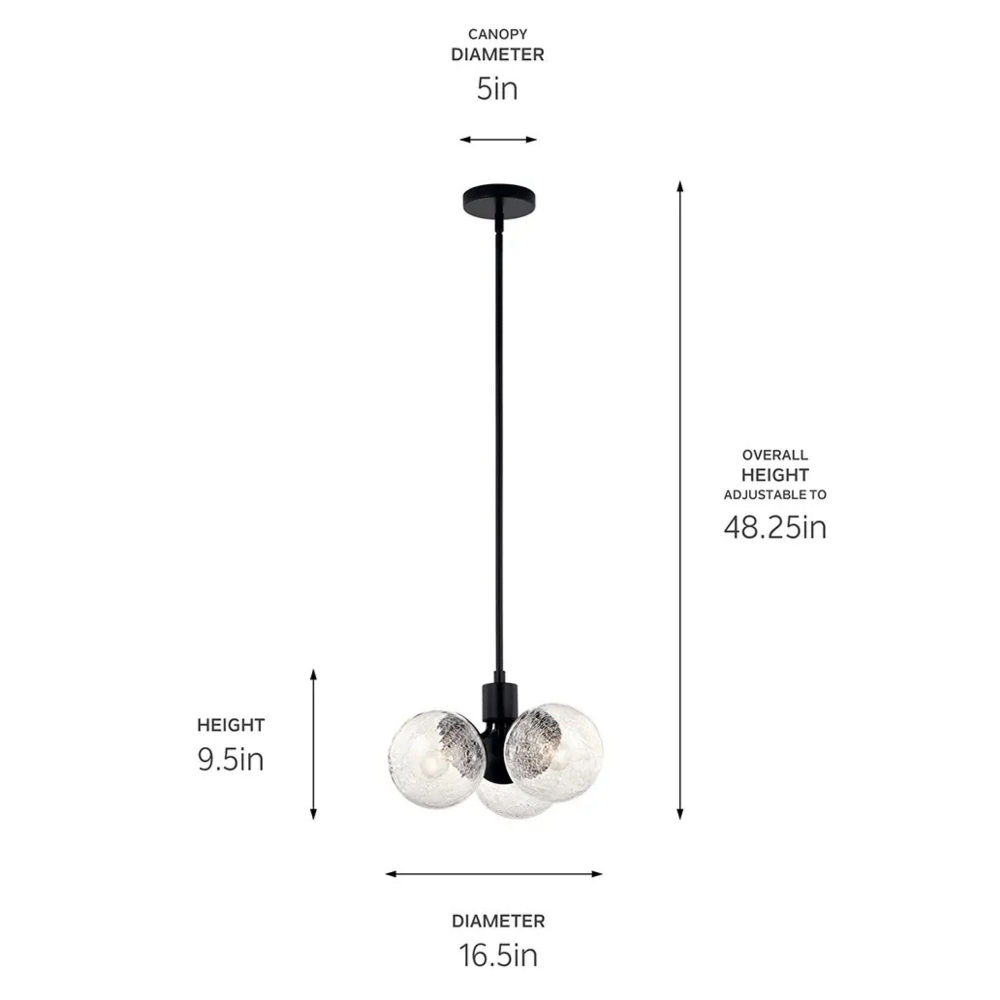 Kichler Lighting - Silvarious 17" 3-Light Chandelier, Black Finish, Crackle Glass | Bees Lighting