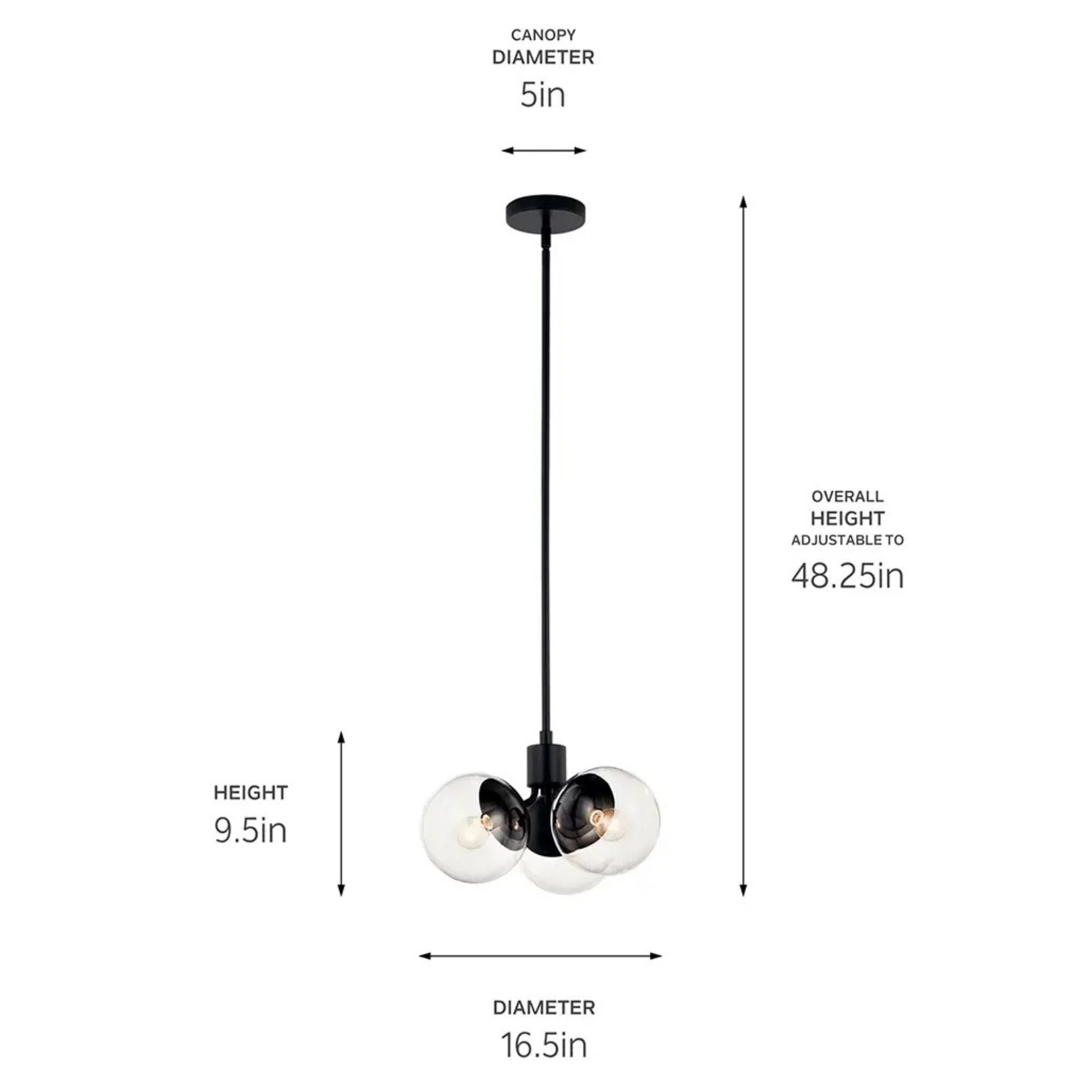 Kichler Lighting - Silvarious 17" 3-Light Chandelier, Black Finish, Clear Glass | Bees Lighting