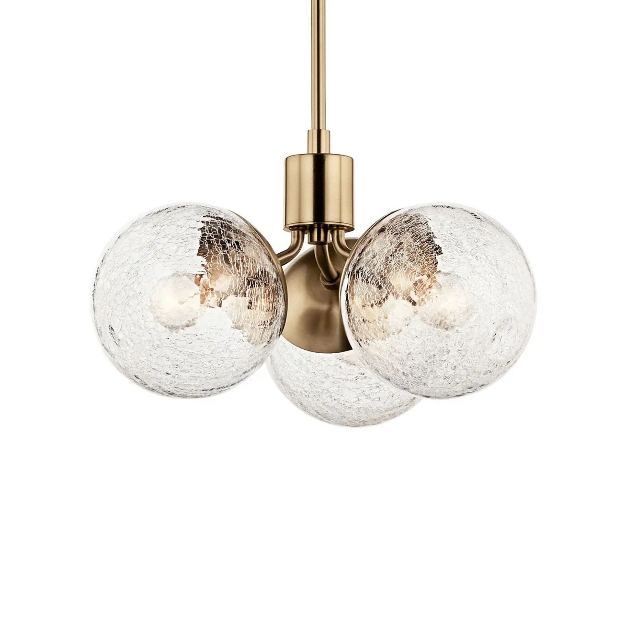 Silvarious 17" 3-Light Chandelier, Champagne Bronze Finish, Crackle Glass