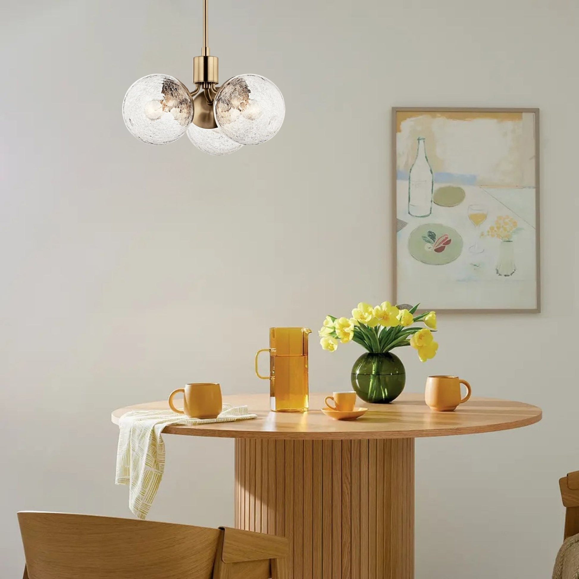 Kichler Lighting - Silvarious 17" 3-Light Chandelier, Champagne Bronze Finish, Crackle Glass | Bees Lighting