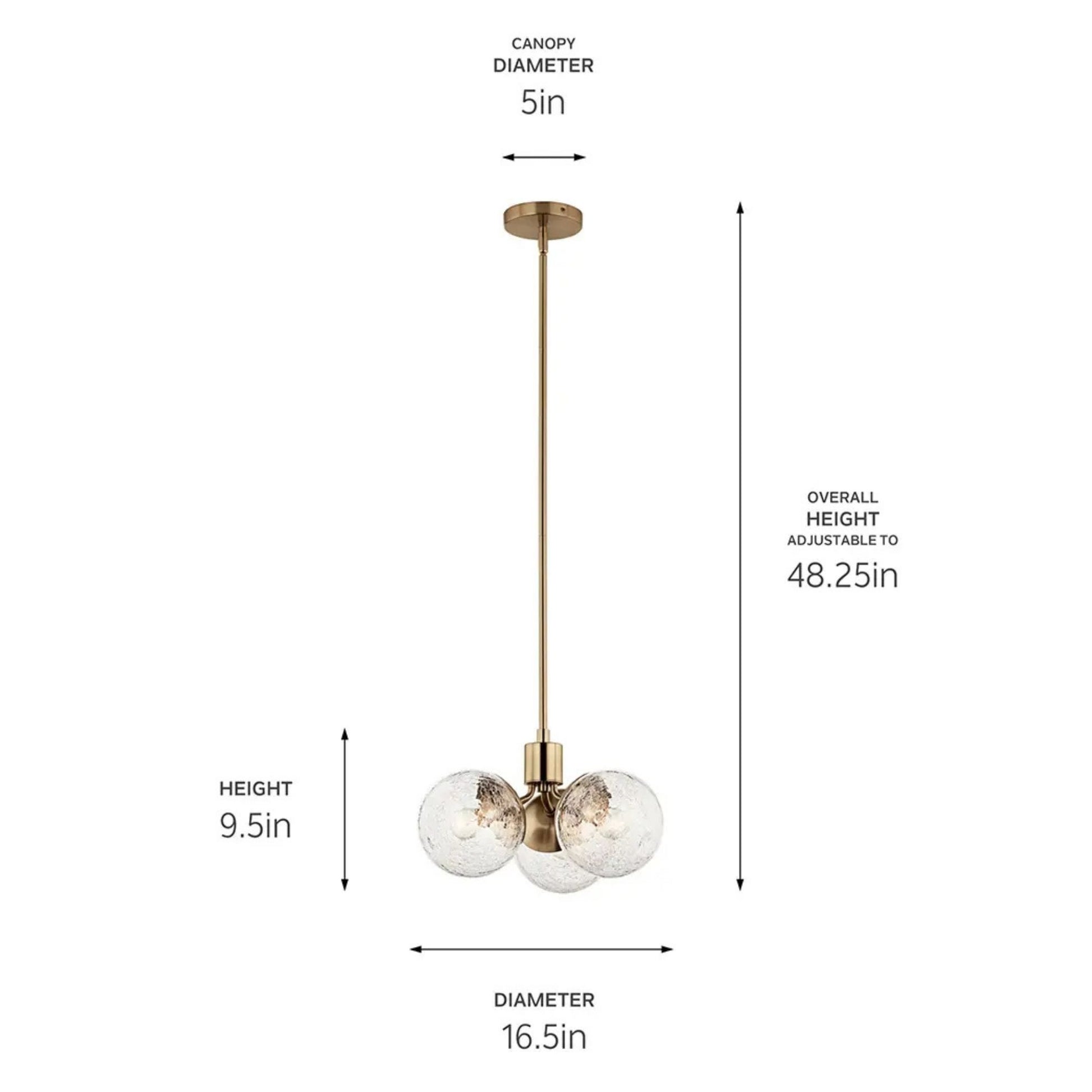 Kichler Lighting - Silvarious 17" 3-Light Chandelier, Champagne Bronze Finish, Crackle Glass | Bees Lighting