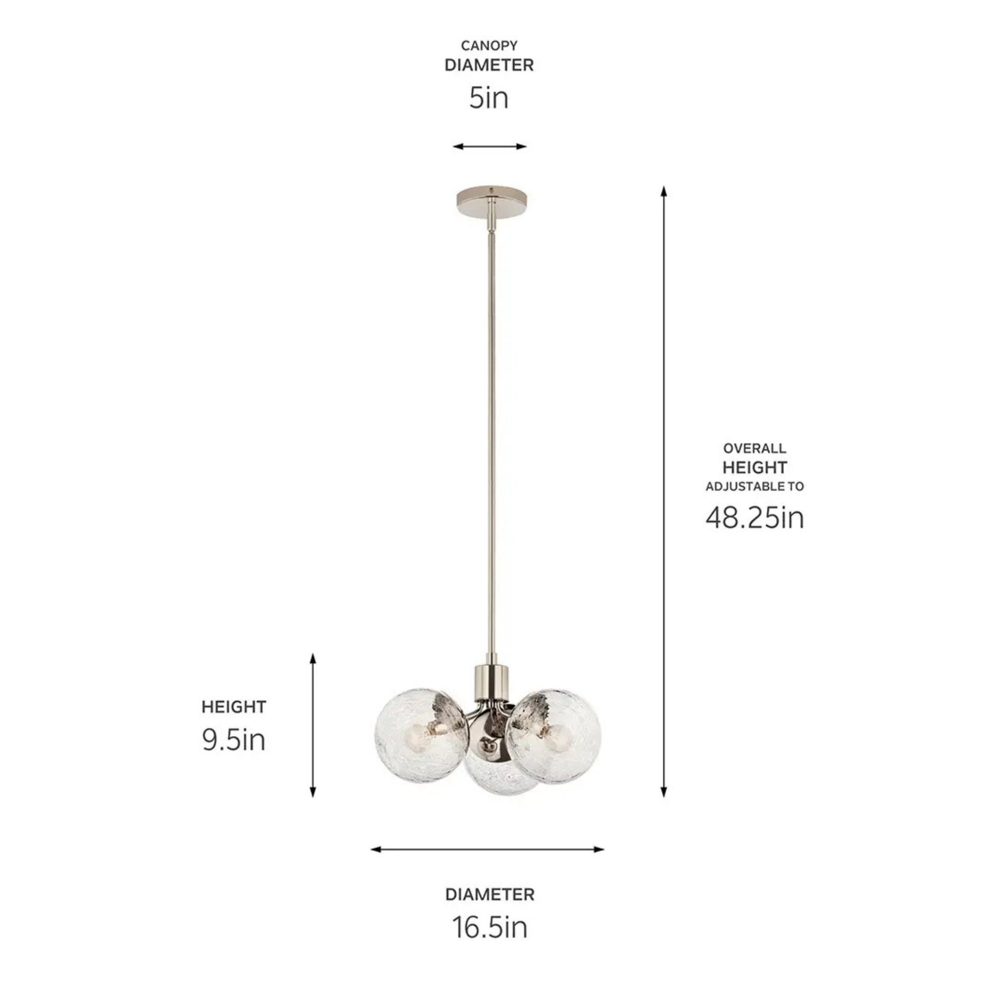Kichler Lighting - Silvarious 17" 3-Light Chandelier, Polished Nickel Finish, Crackle Glass | Bees Lighting