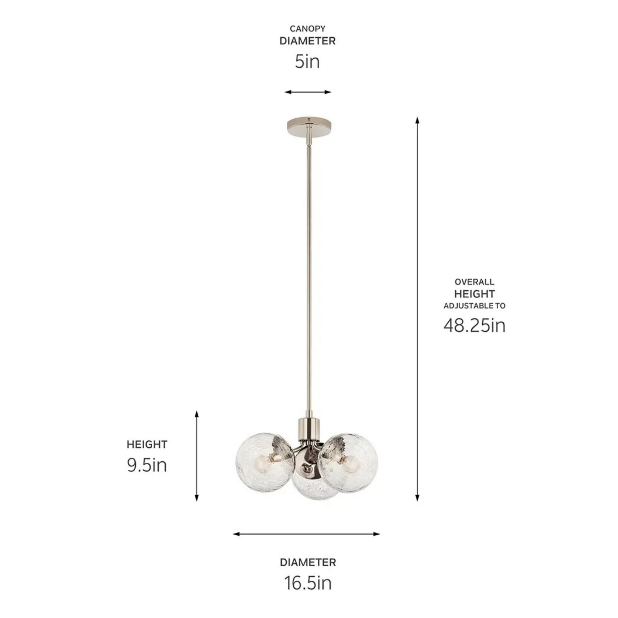 Kichler Lighting - Silvarious 17" 3-Light Chandelier, Polished Nickel Finish, Crackle Glass | Bees Lighting