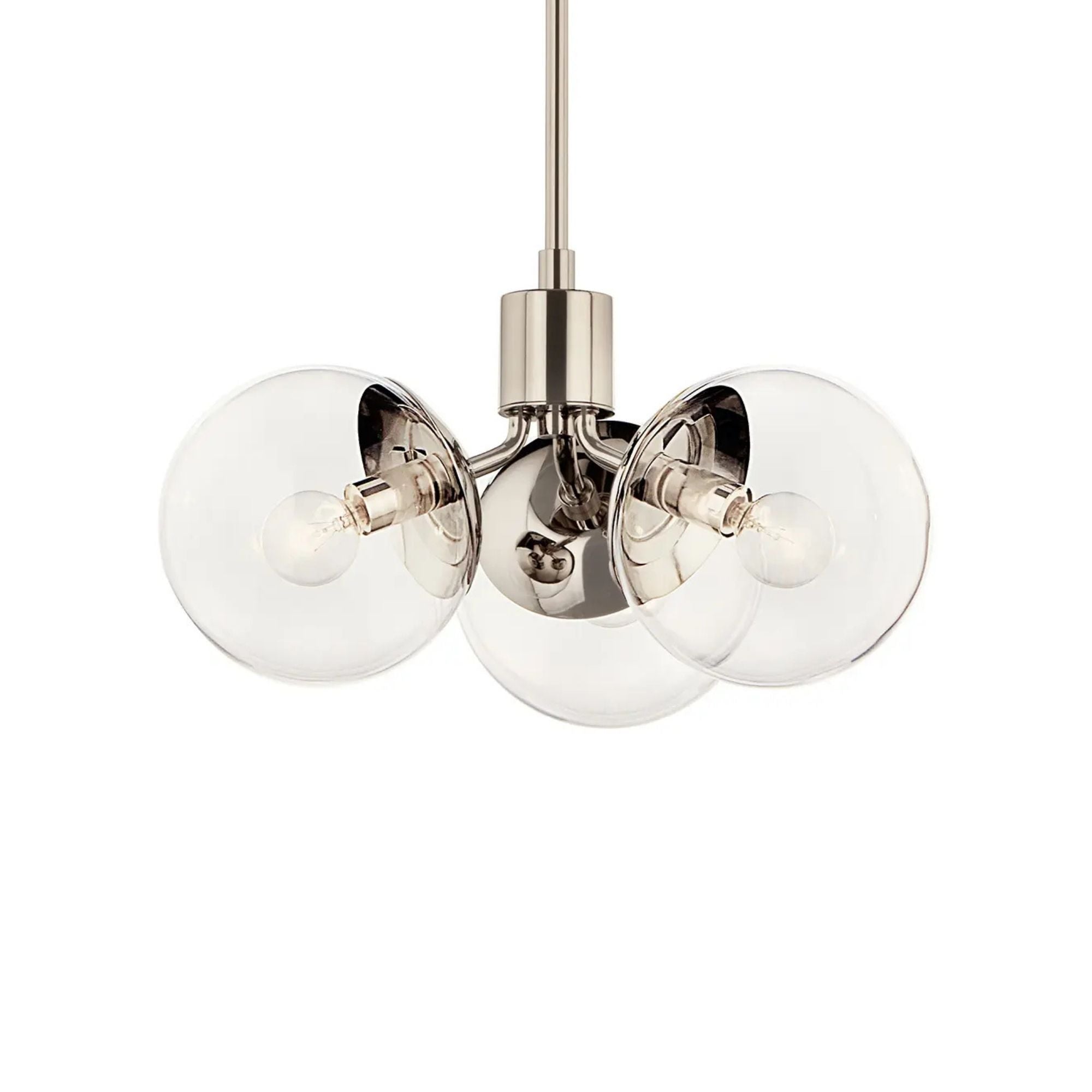 Silvarious 17" 3-Light Chandelier, Polished Nickel Finish, Clear Glass
