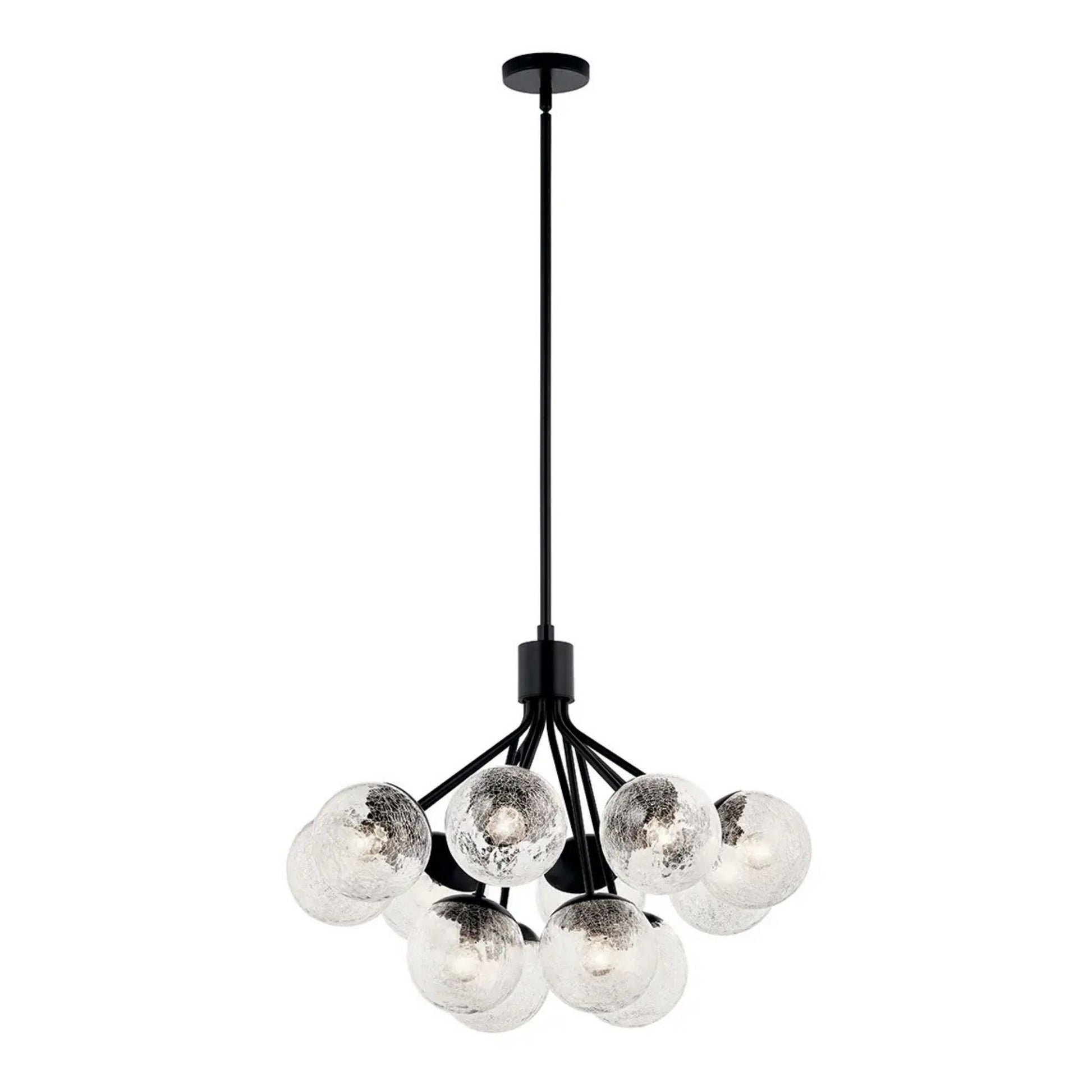 Kichler Lighting - Silvarious 30" 12-Light Chandelier, Black Finish, Crackle Glass | Bees Lighting