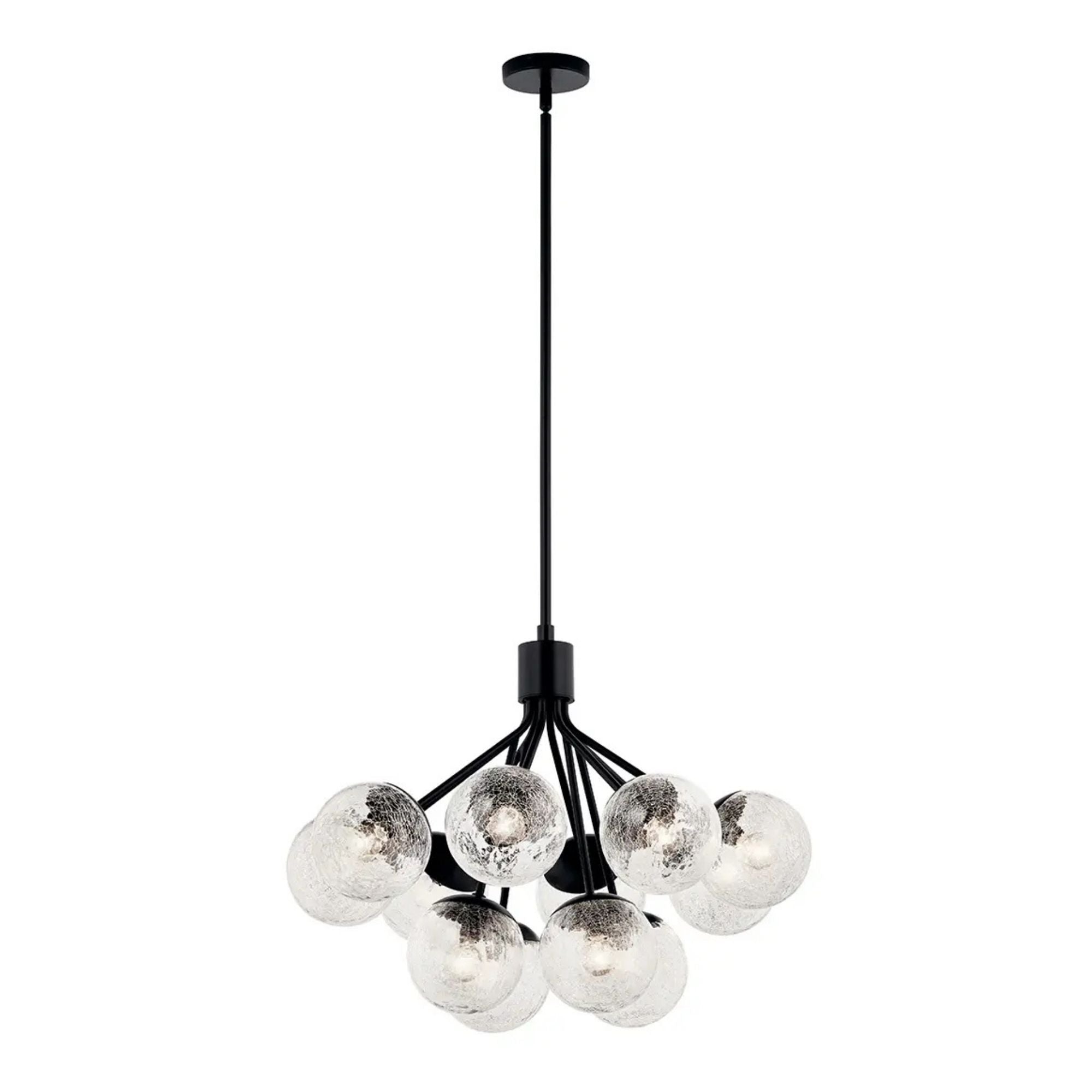 Kichler Lighting - Silvarious 30" 12-Light Chandelier, Black Finish, Crackle Glass | Bees Lighting