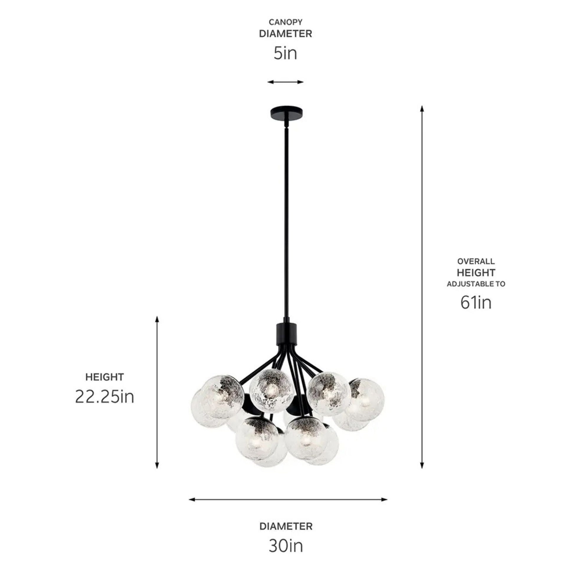 Kichler Lighting - Silvarious 30" 12-Light Chandelier, Black Finish, Crackle Glass | Bees Lighting