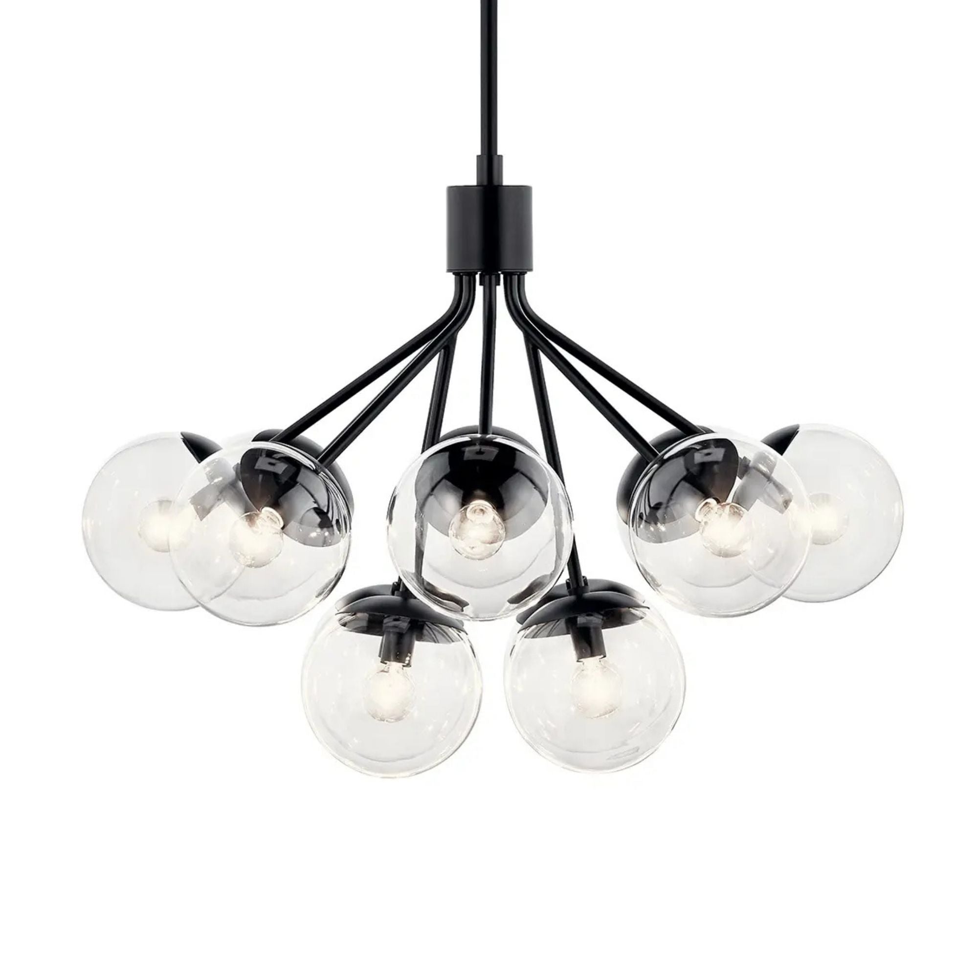 Silvarious 30" 12-Light Chandelier, Black Finish, Clear Glass