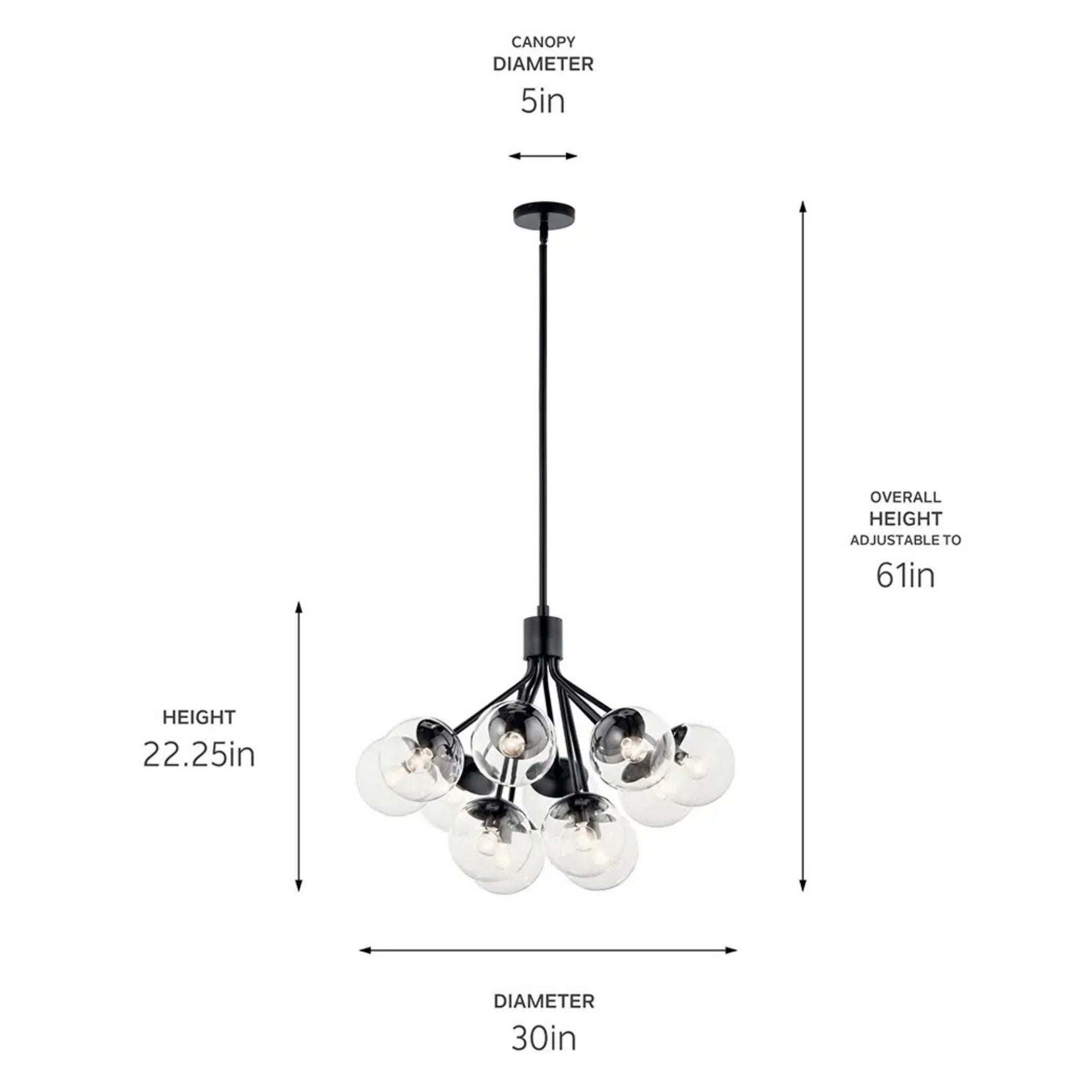 Kichler Lighting - Silvarious 30" 12-Light Chandelier, Black Finish, Clear Glass | Bees Lighting