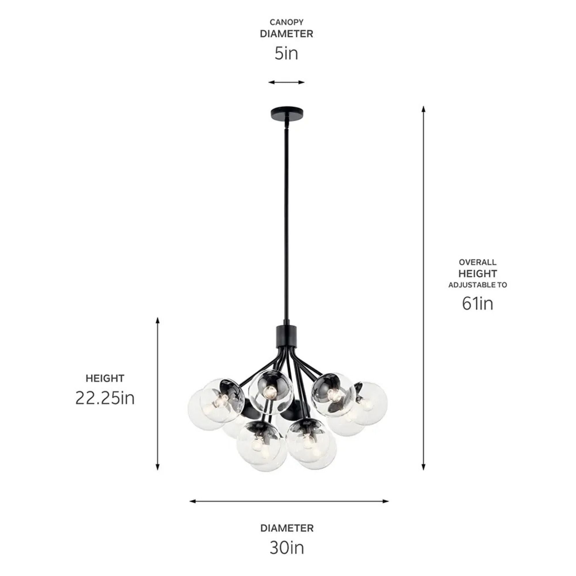 Kichler Lighting - Silvarious 30" 12-Light Chandelier, Black Finish, Clear Glass | Bees Lighting