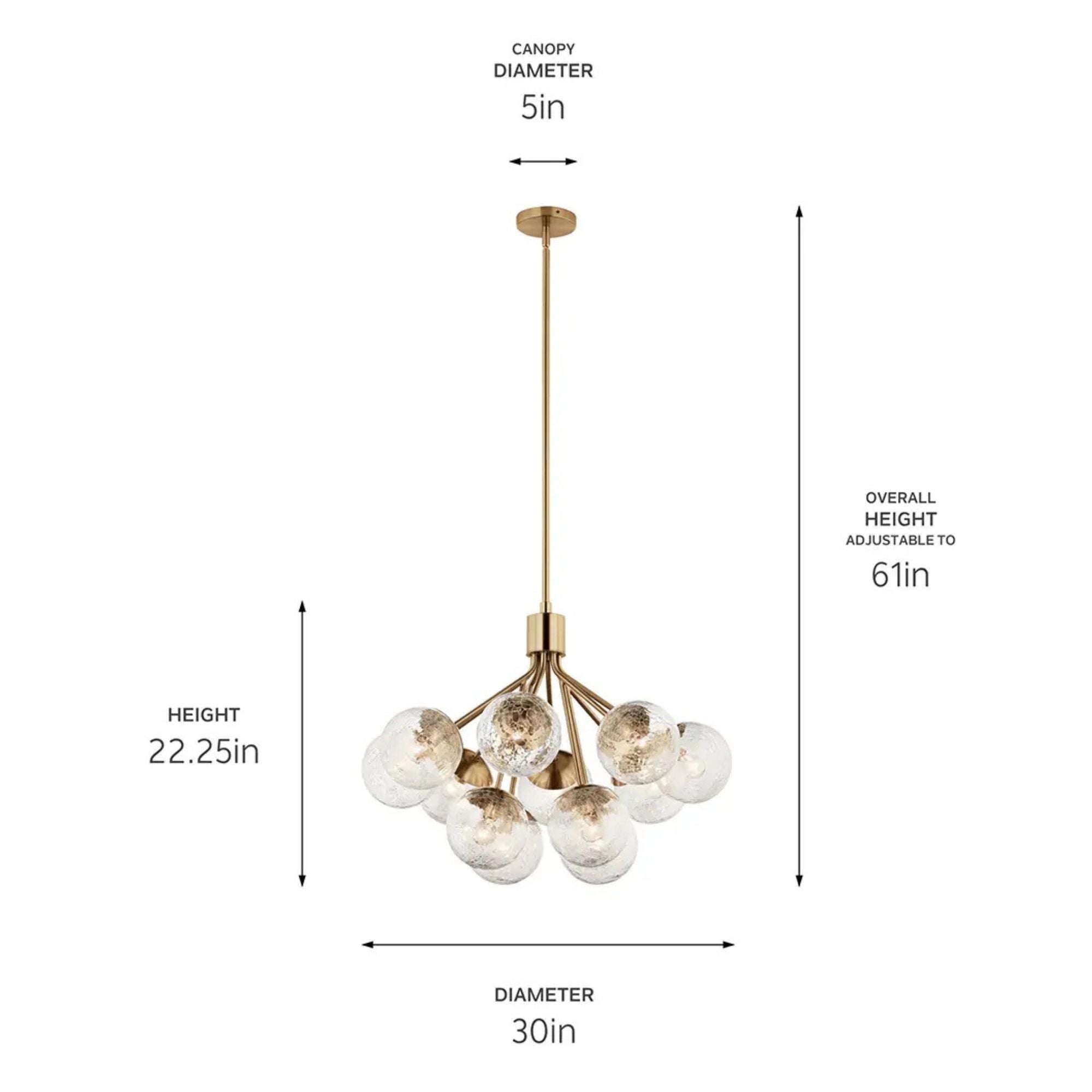Kichler Lighting - Silvarious 30" 12-Light Chandelier, Champagne Bronze Finish, Crackle Glass | Bees Lighting