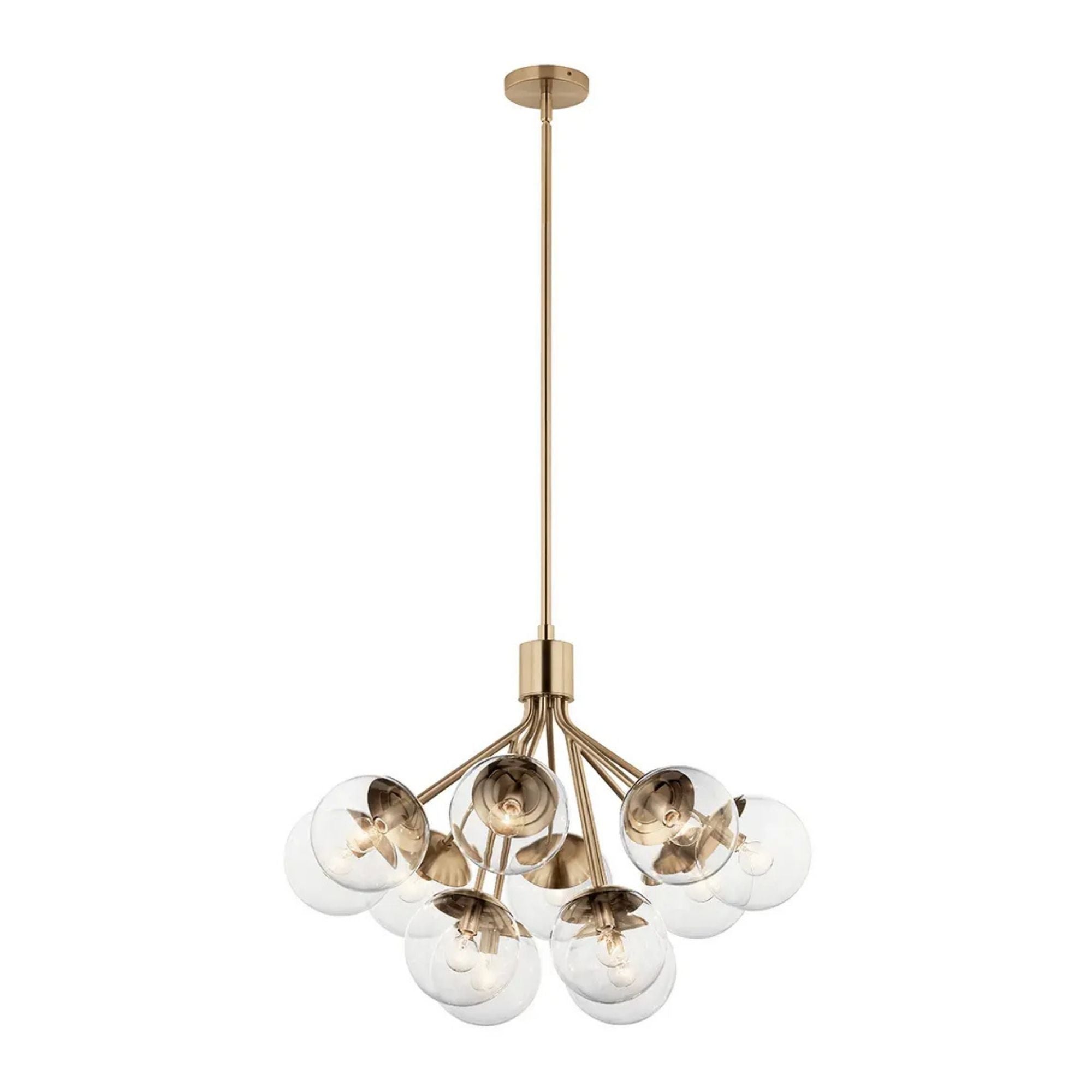 Silvarious 30" 12-Light Chandelier, Champagne Bronze Finish, Clear Glass