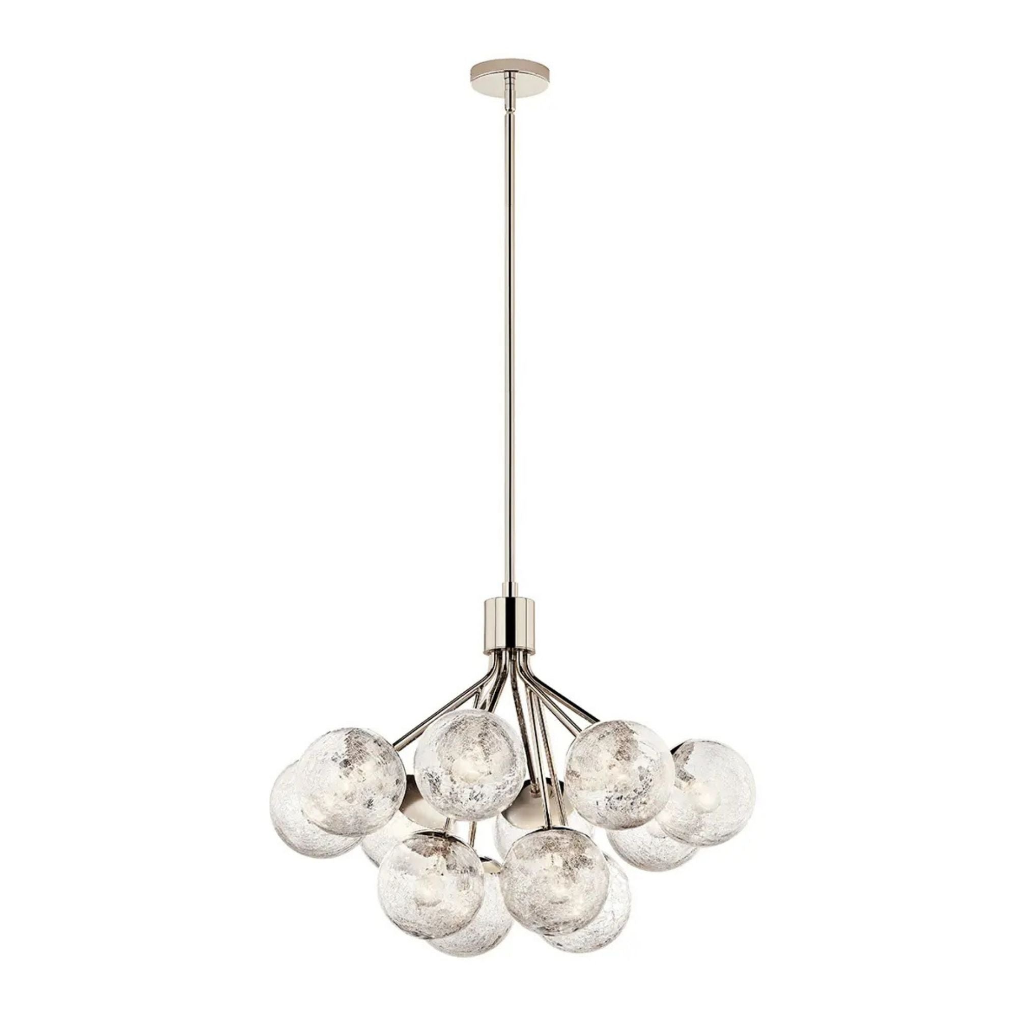 Kichler Lighting - Silvarious 30" 12-Light Chandelier, Polished Nickel Finish, Crackle Glass | Bees Lighting