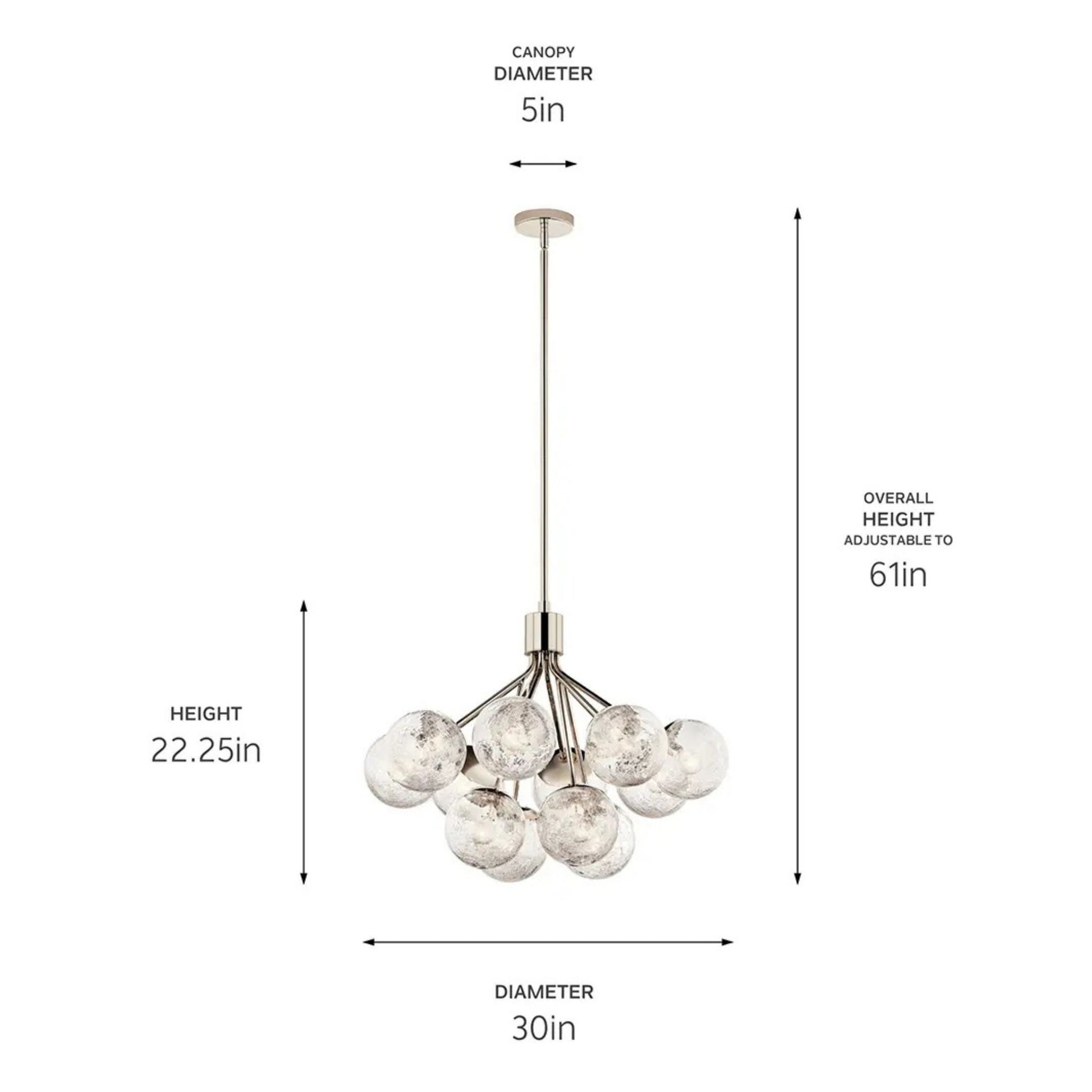 Kichler Lighting - Silvarious 30" 12-Light Chandelier, Polished Nickel Finish, Crackle Glass | Bees Lighting