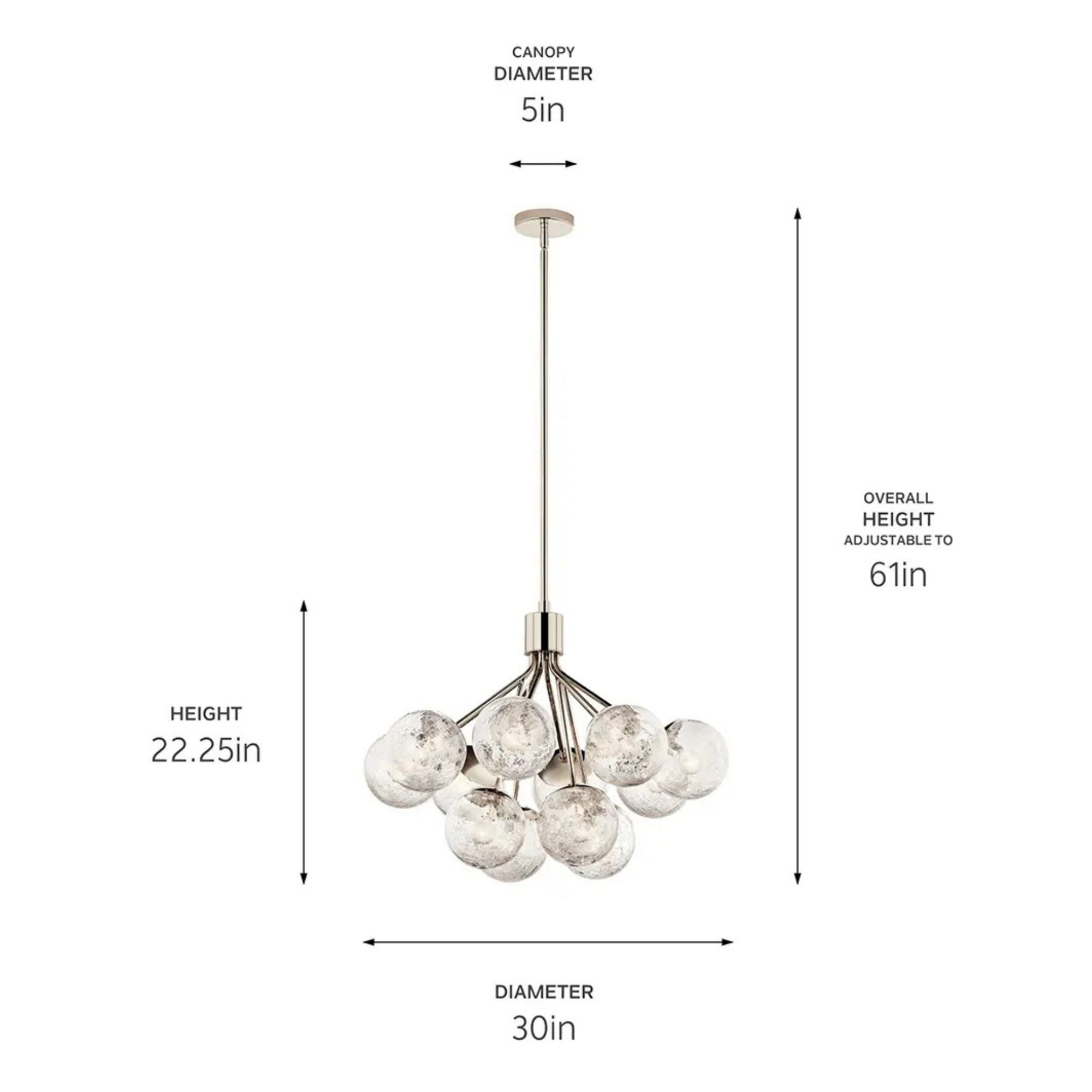 Kichler Lighting - Silvarious 30" 12-Light Chandelier, Polished Nickel Finish, Crackle Glass | Bees Lighting