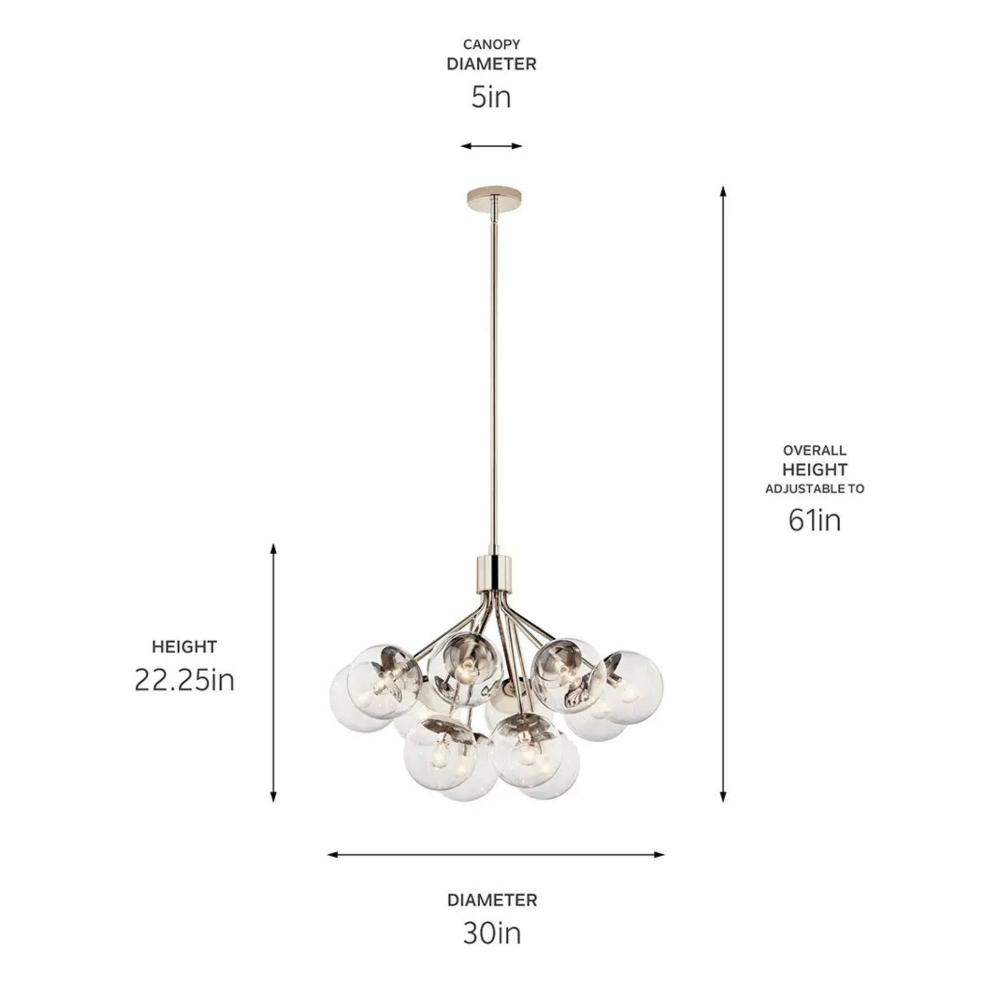 Kichler Lighting - Silvarious 30" 12-Light Chandelier, Polished Nickel Finish, Clear Glass | Bees Lighting