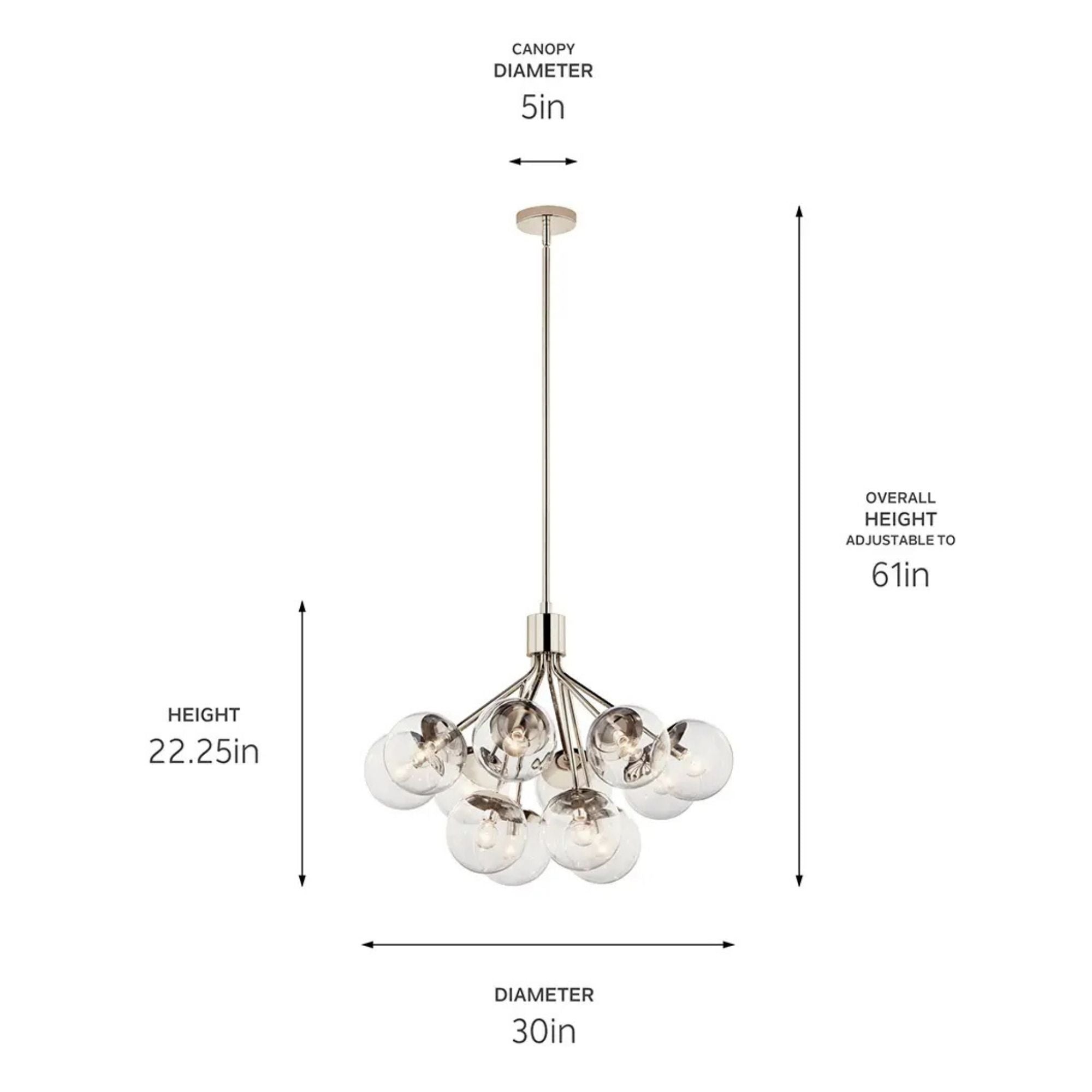 Kichler Lighting - Silvarious 30" 12-Light Chandelier, Polished Nickel Finish, Clear Glass | Bees Lighting