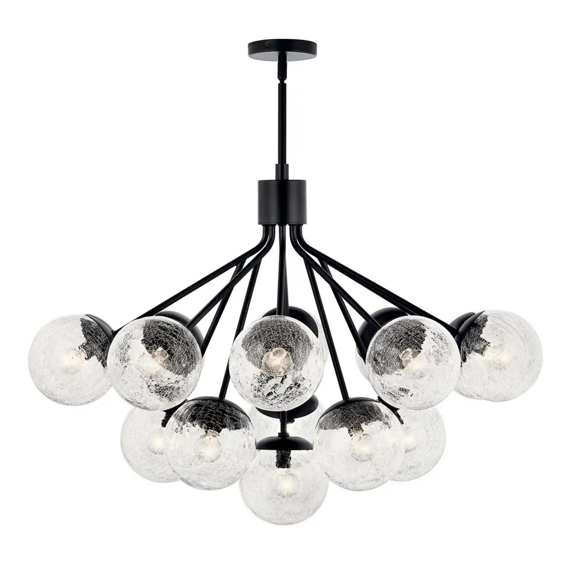 Kichler Lighting - Silvarious 38" 16 Light Chandelier, Black Finish, Crackle Glass | Bees Lighting