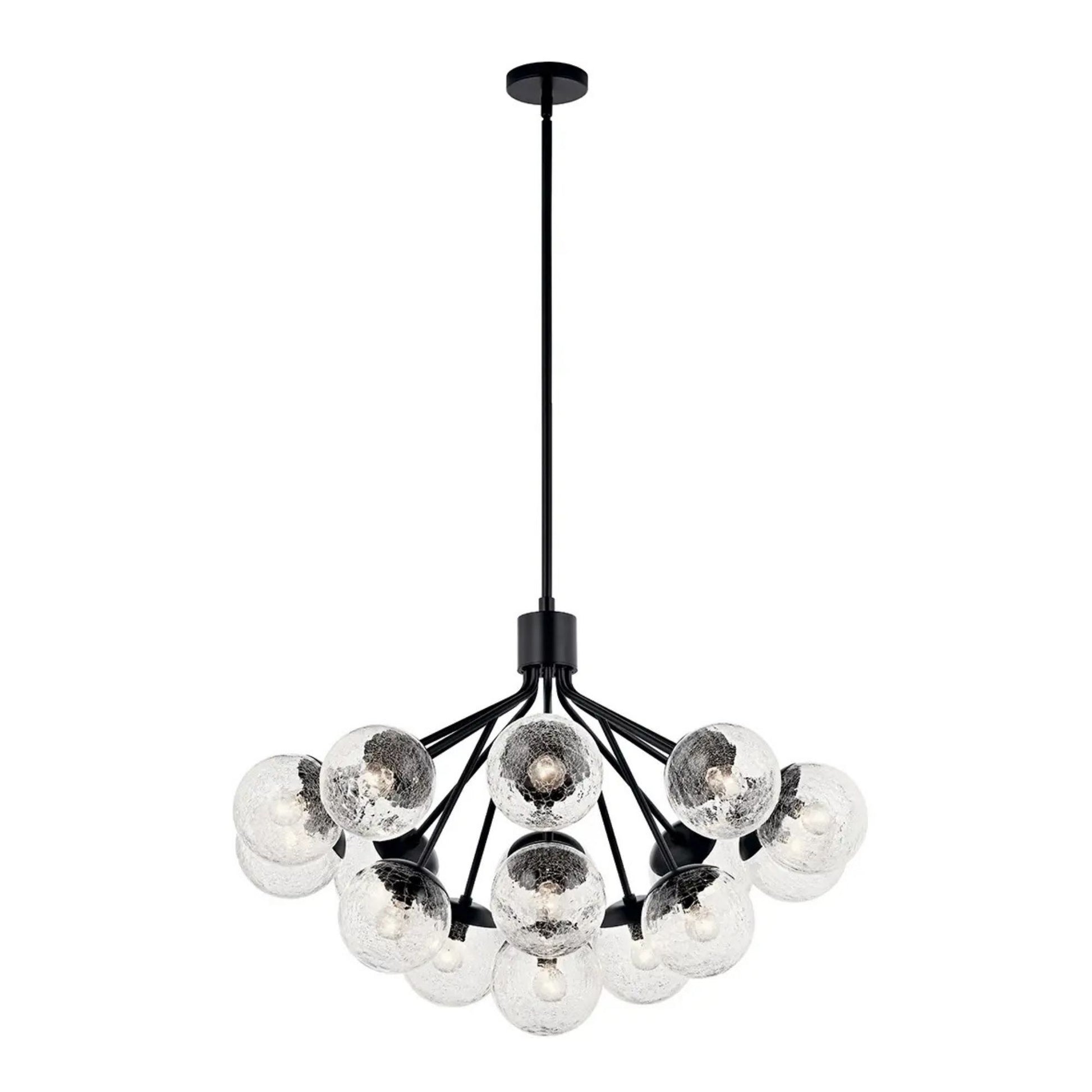 Kichler Lighting - Silvarious 38" 16 Light Chandelier, Black Finish, Crackle Glass | Bees Lighting