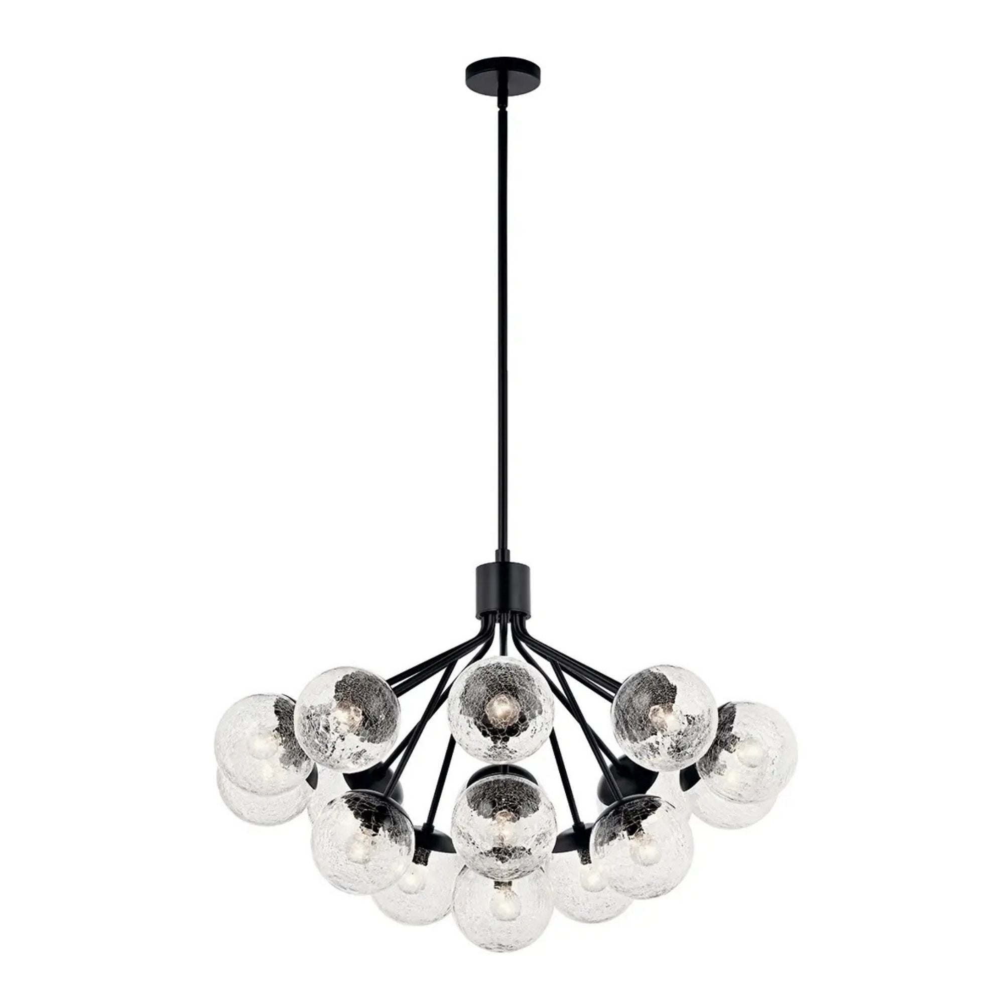 Kichler Lighting - Silvarious 38" 16 Light Chandelier, Black Finish, Crackle Glass | Bees Lighting