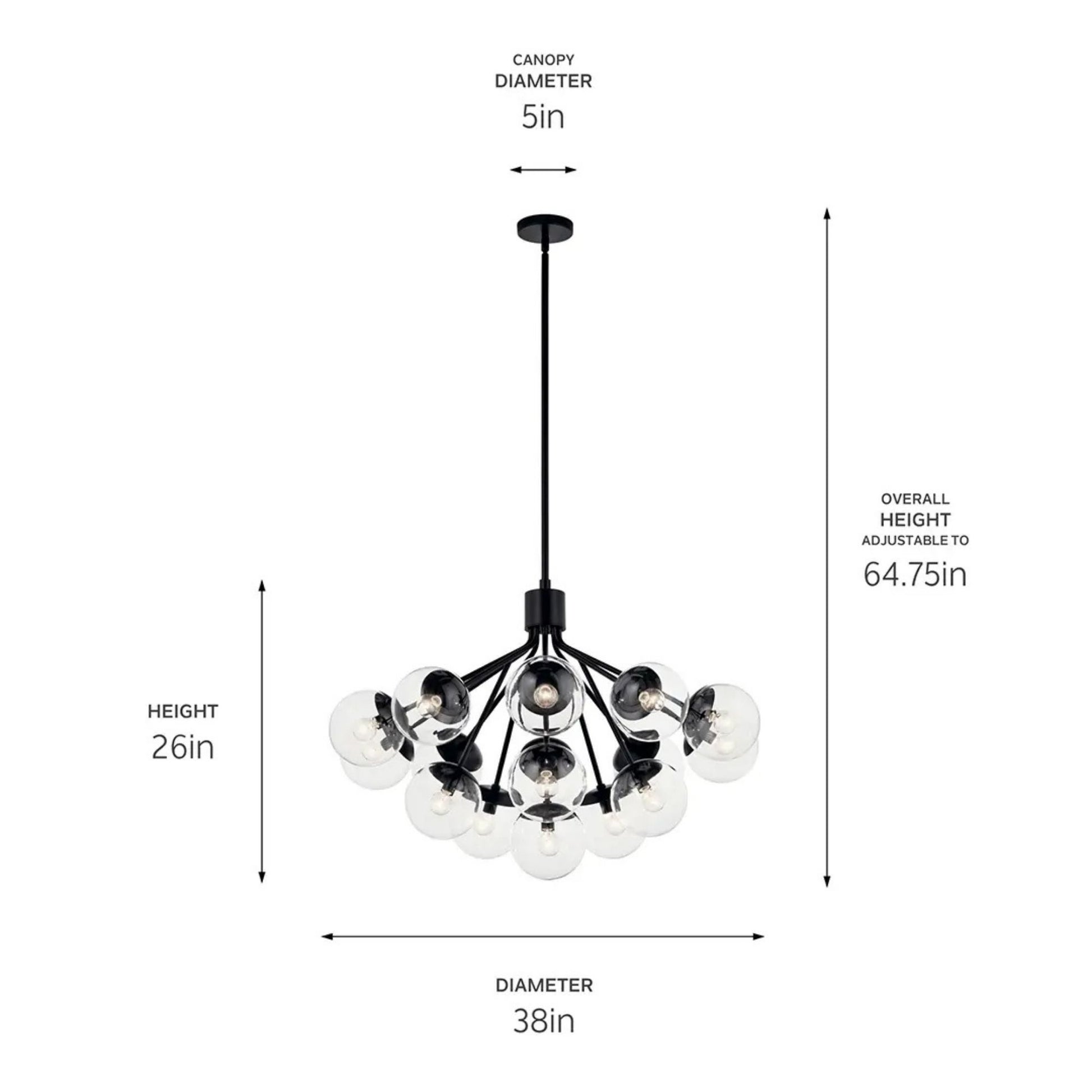 Kichler Lighting - Silvarious 38" 16 Light Chandelier, Black Finish, Clear Glass | Bees Lighting