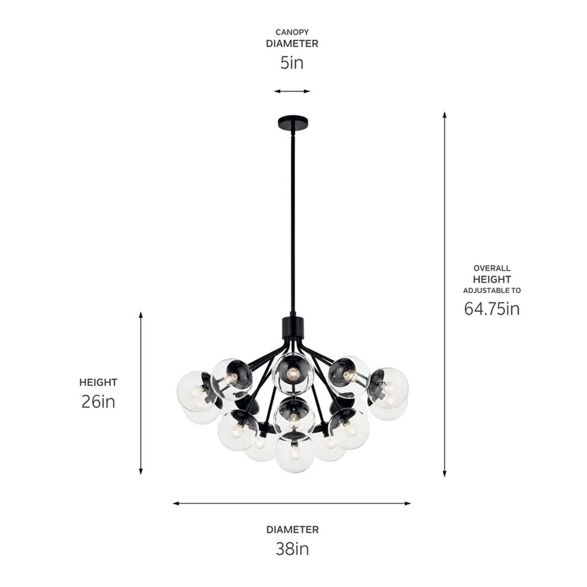 Kichler Lighting - Silvarious 38" 16 Light Chandelier, Black Finish, Clear Glass | Bees Lighting
