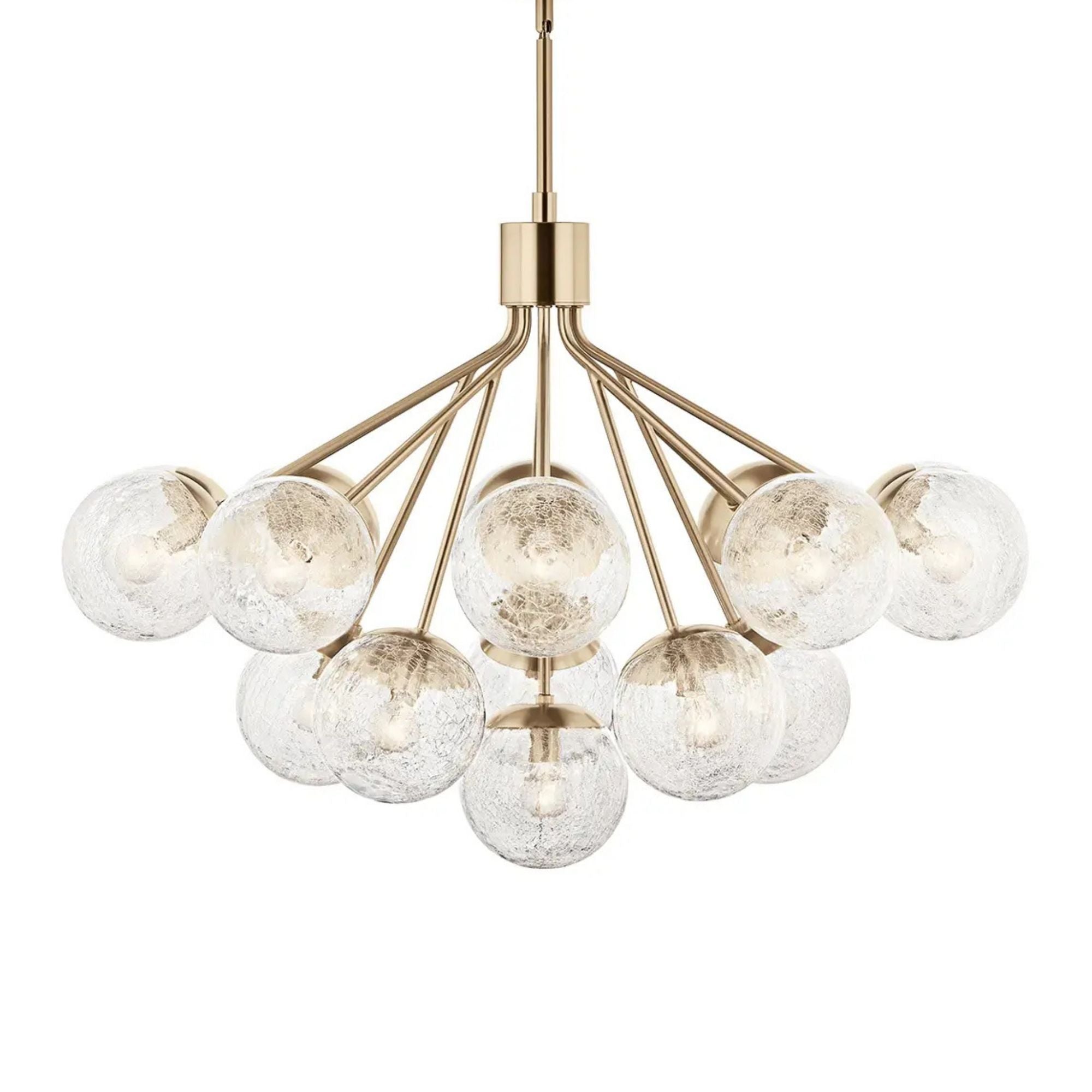 Silvarious 38" 16 Light Chandelier, Champagne Bronze Finish, Crackle Glass