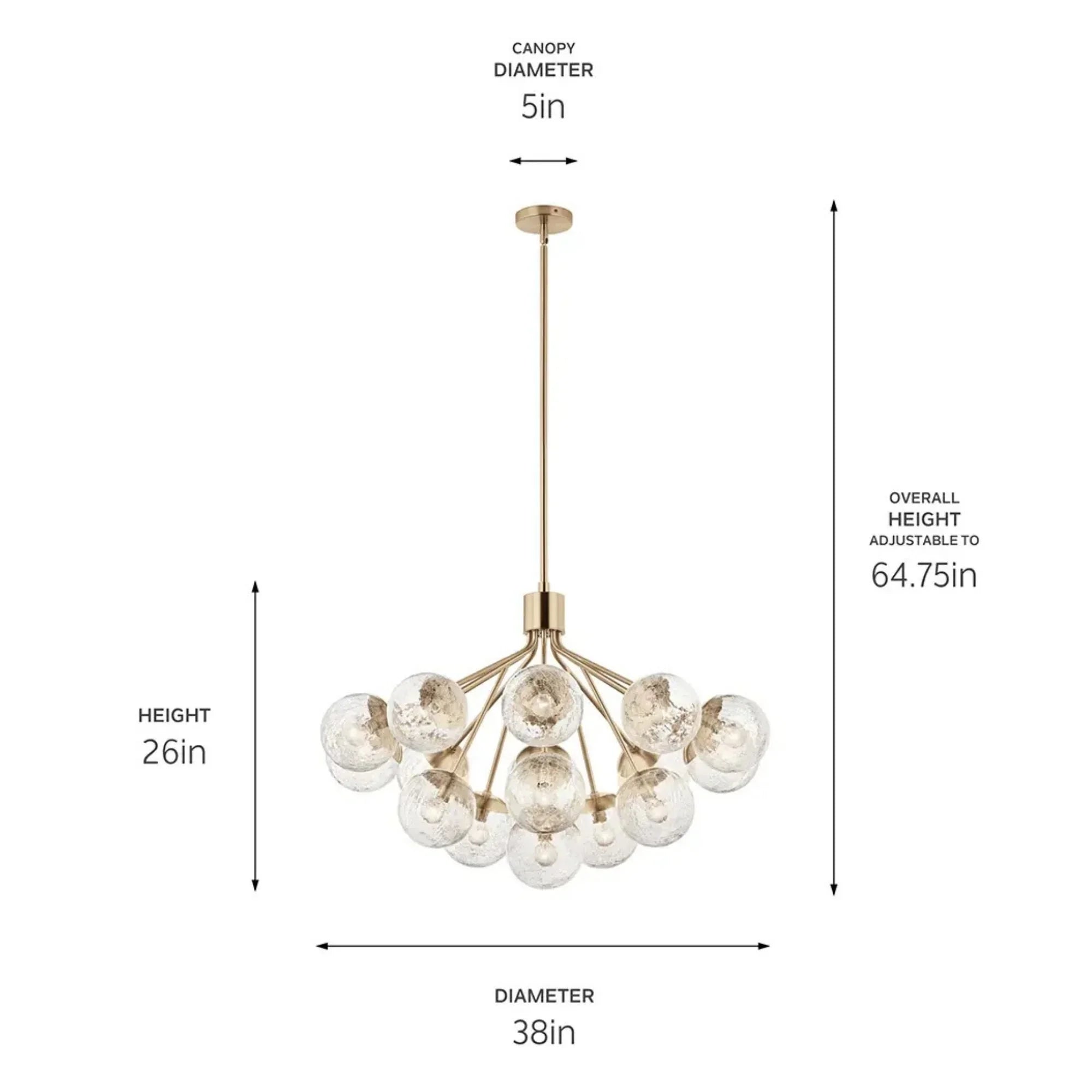 Kichler Lighting - Silvarious 38" 16 Light Chandelier, Champagne Bronze Finish, Crackle Glass | Bees Lighting