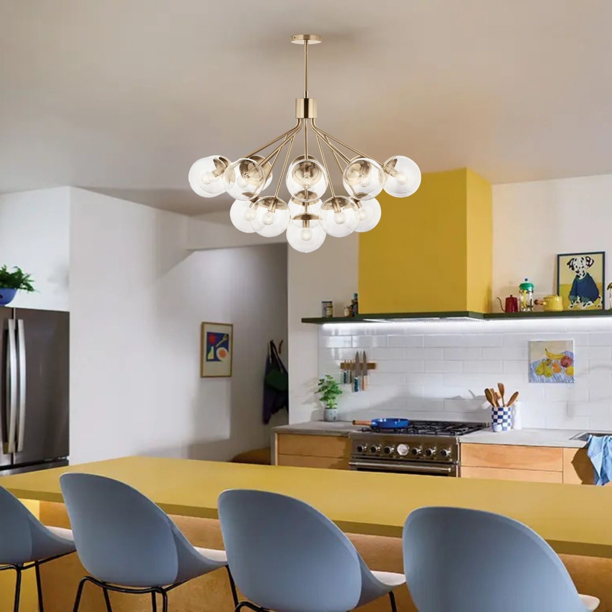 Silvarious 38" 16 Light Chandelier, Champagne Bronze Finish, Clear Glass