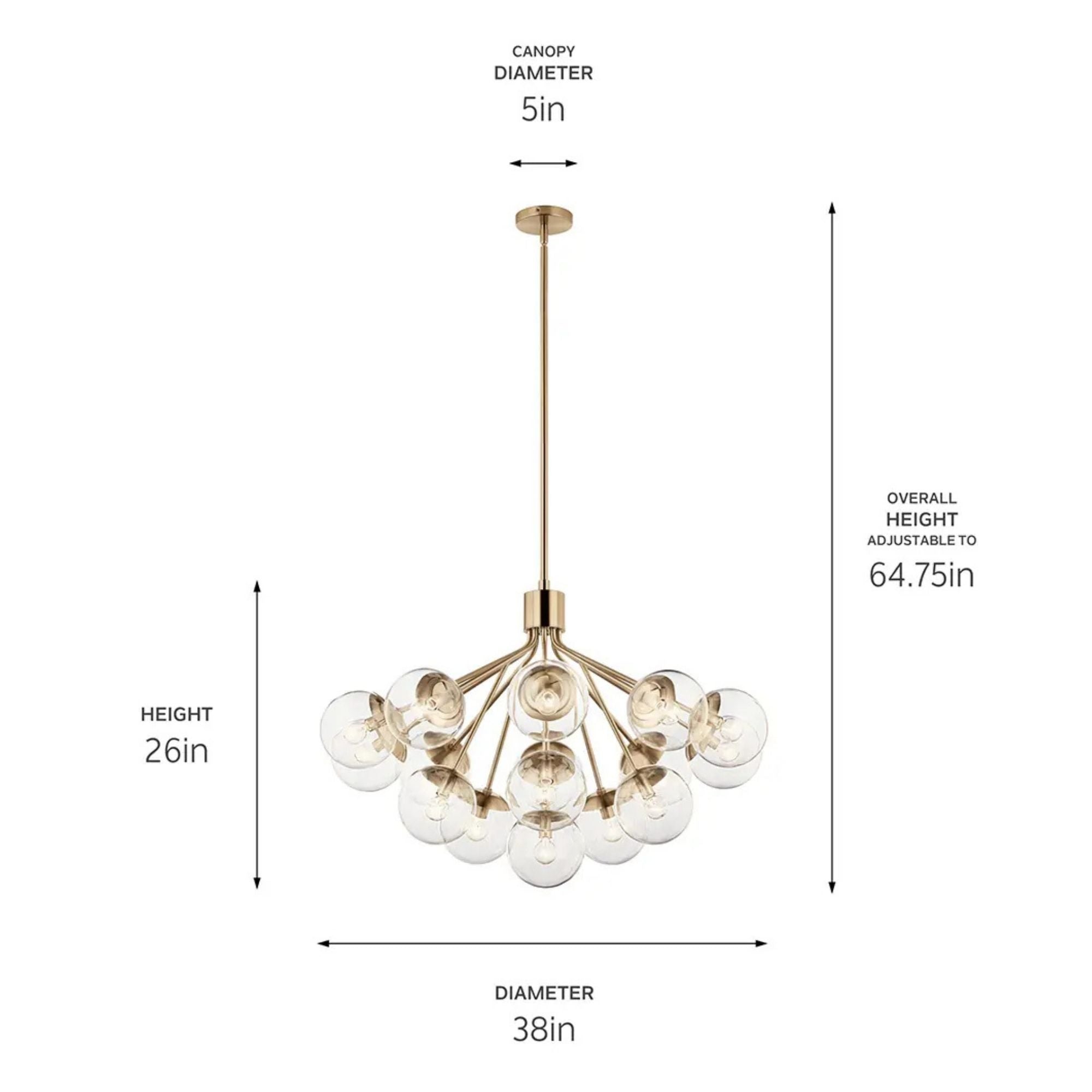 Kichler Lighting - Silvarious 38" 16 Light Chandelier, Champagne Bronze Finish, Clear Glass | Bees Lighting