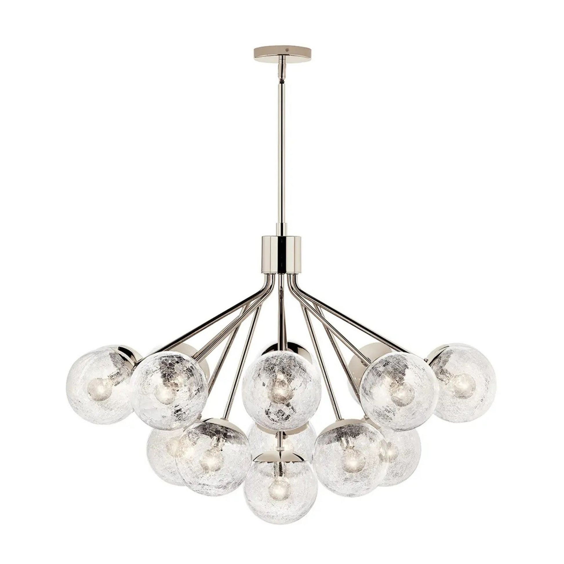 Kichler Lighting - Silvarious 38" 16 Light Chandelier, Polished Nickel Finish, Crackle Glass | Bees Lighting