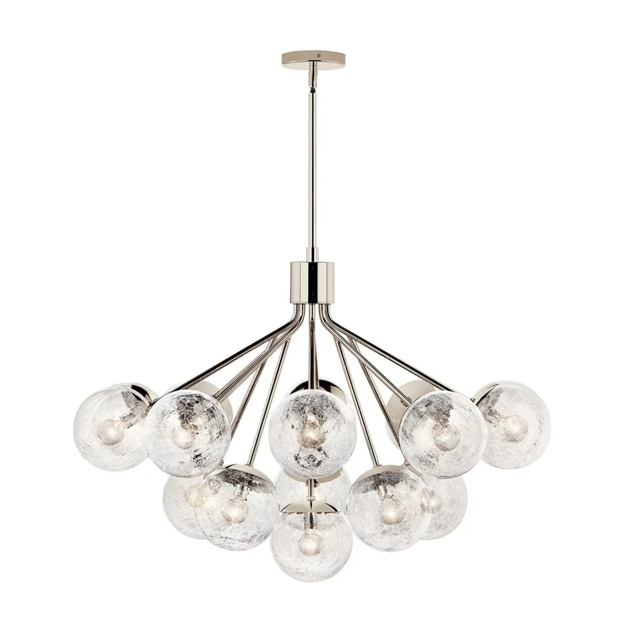 Kichler Lighting - Silvarious 38" 16 Light Chandelier, Polished Nickel Finish, Crackle Glass | Bees Lighting