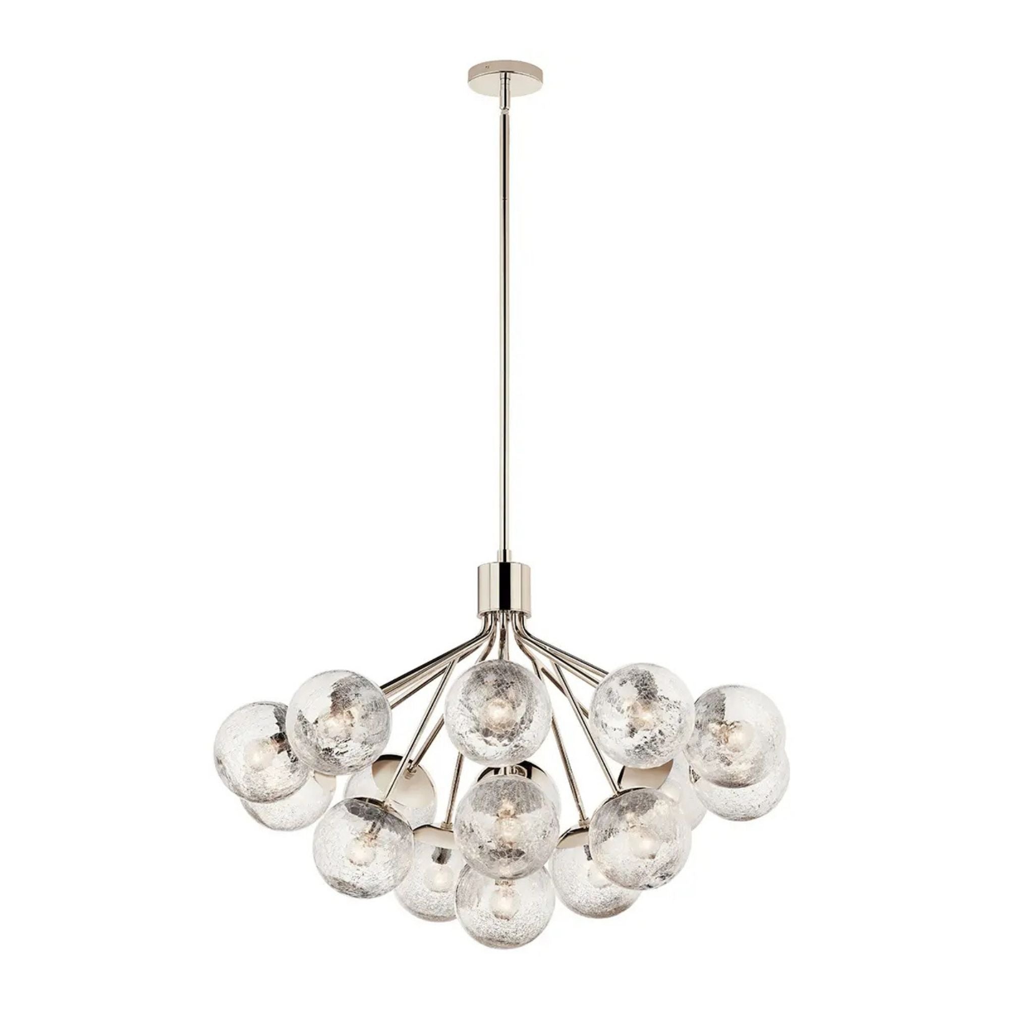 Kichler Lighting - Silvarious 38" 16 Light Chandelier, Polished Nickel Finish, Crackle Glass | Bees Lighting