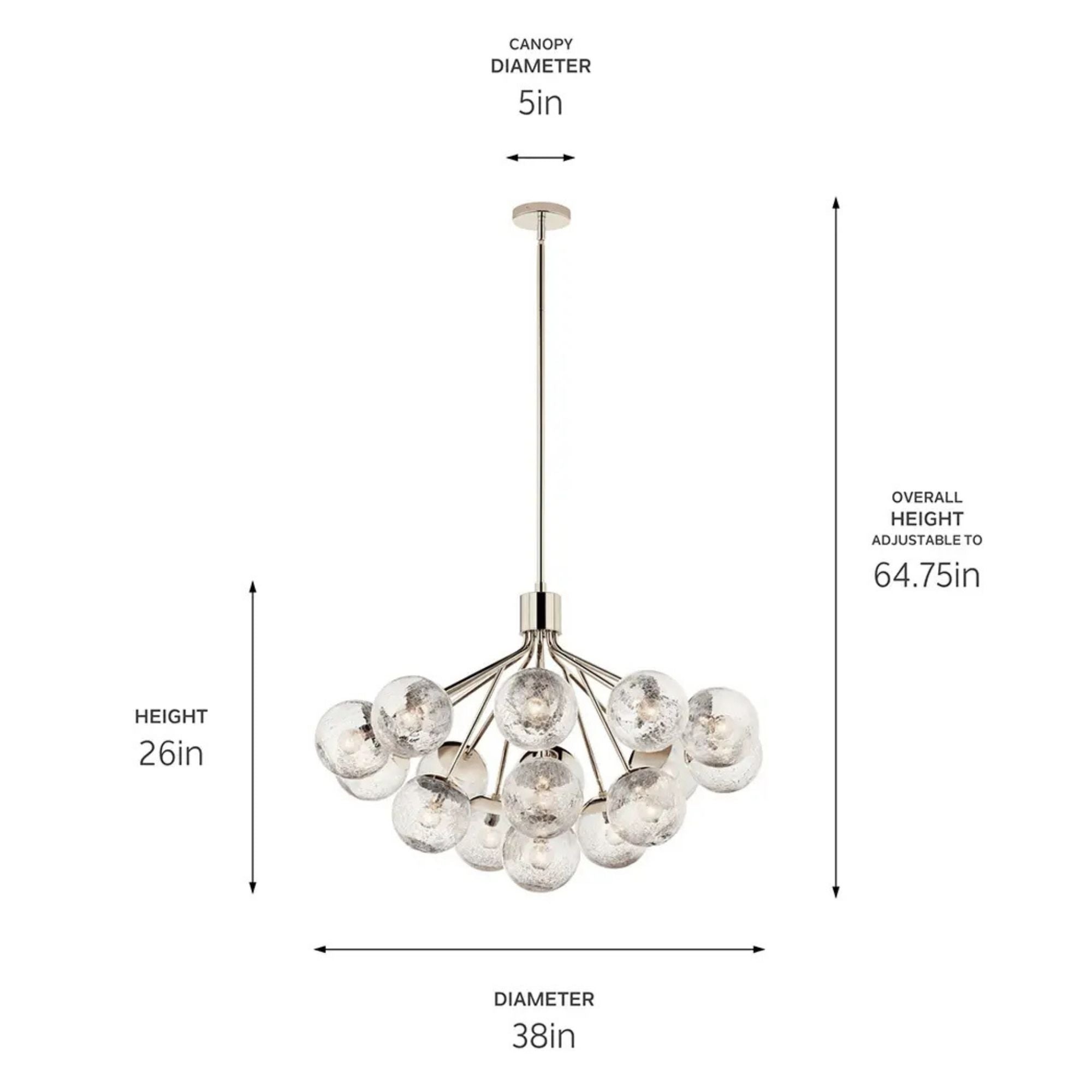 Kichler Lighting - Silvarious 38" 16 Light Chandelier, Polished Nickel Finish, Crackle Glass | Bees Lighting