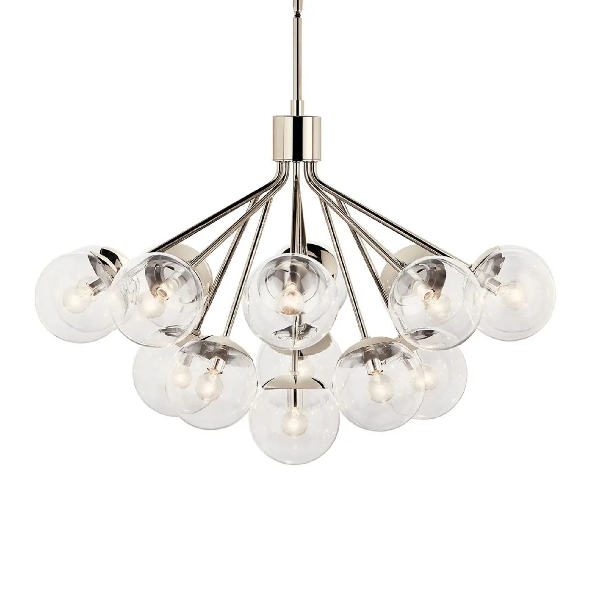Silvarious 38" 16 Light Chandelier, Polished Nickel Finish, Clear Glass
