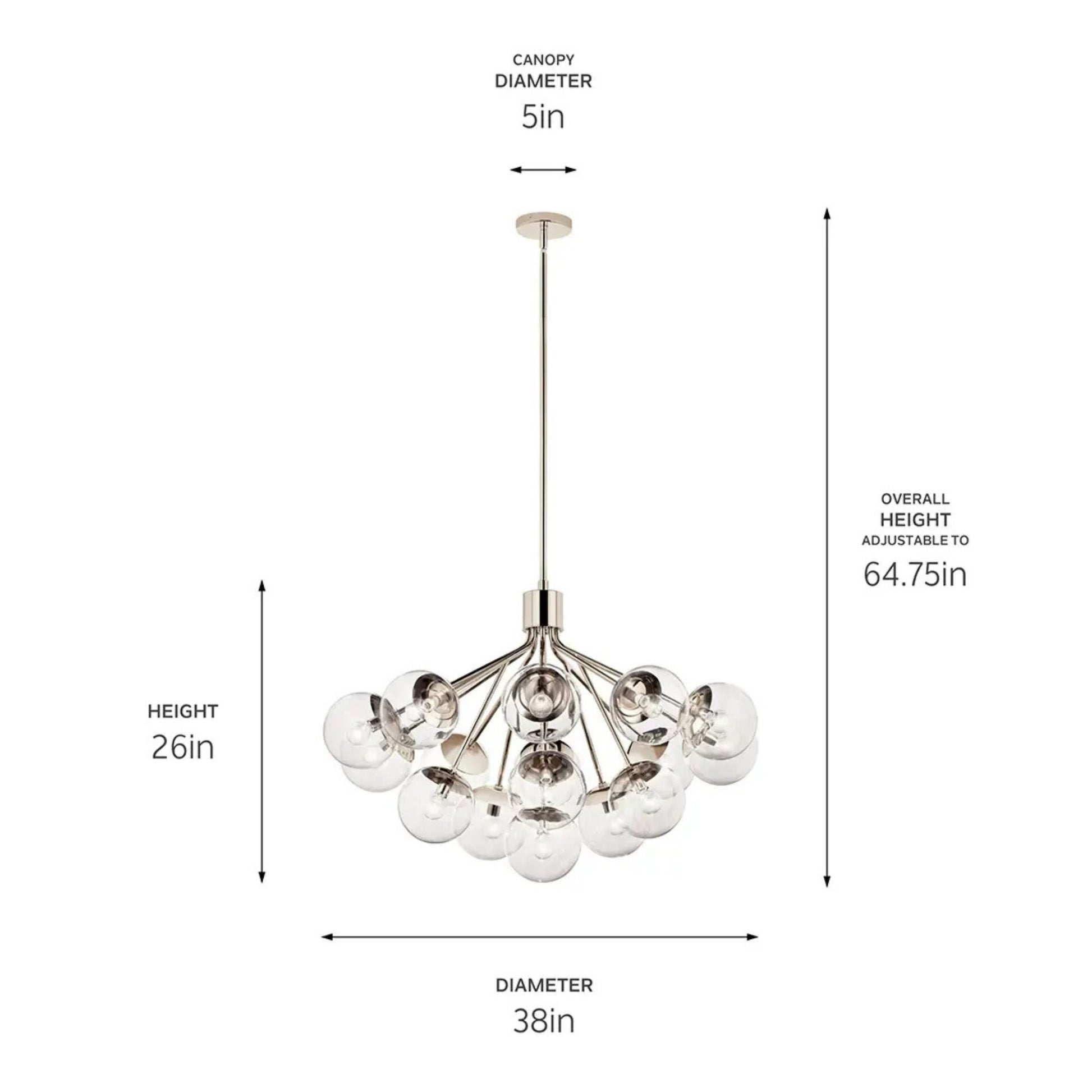 Kichler Lighting - Silvarious 38" 16 Light Chandelier, Polished Nickel Finish, Clear Glass | Bees Lighting