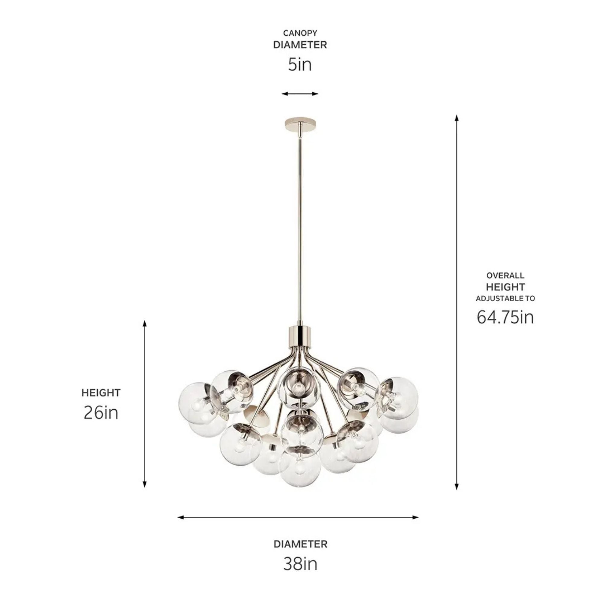 Kichler Lighting - Silvarious 38" 16 Light Chandelier, Polished Nickel Finish, Clear Glass | Bees Lighting