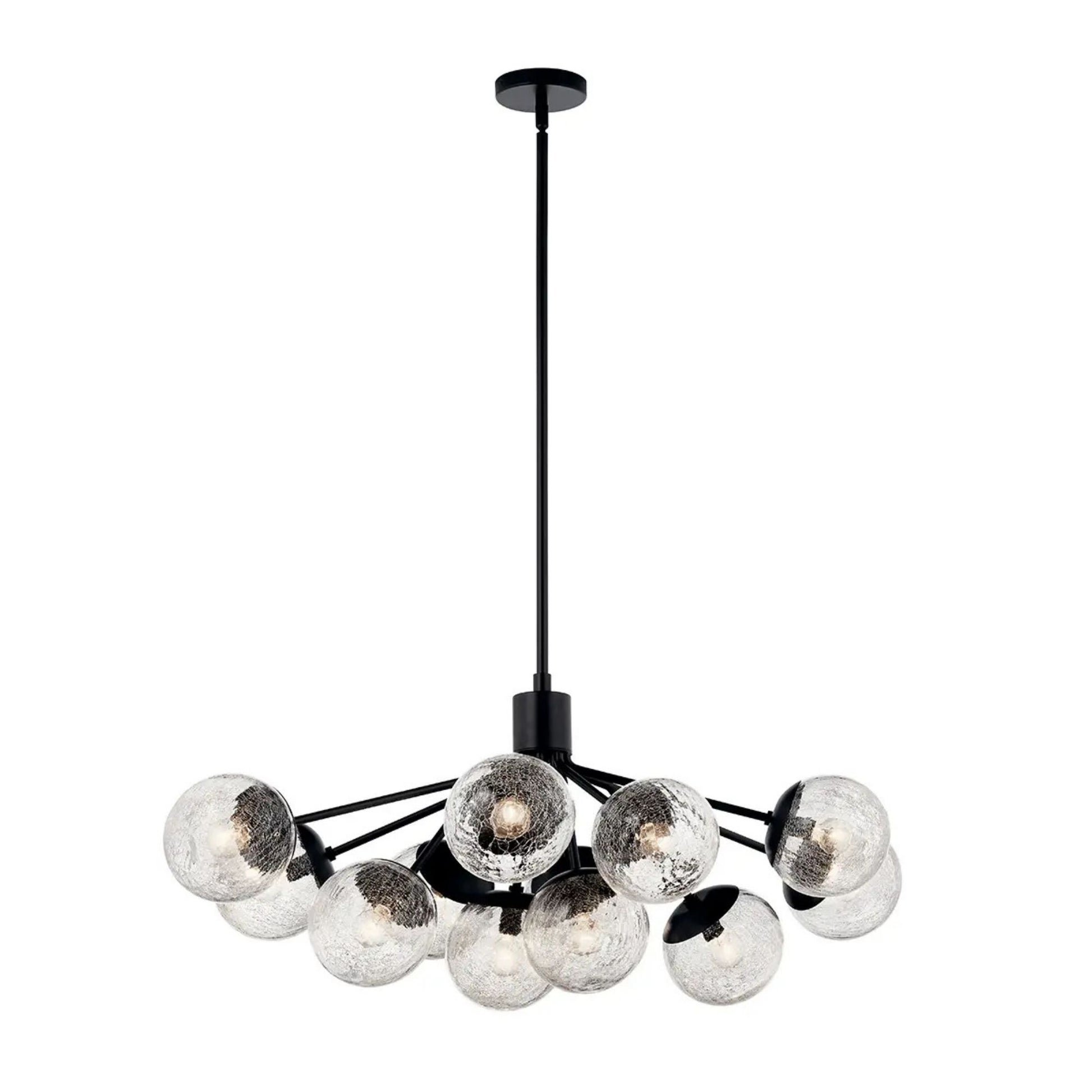 Kichler Lighting - Silvarious 48" 12-Light Linear Chandelier, Black Finish, Crackle Glass | Bees Lighting