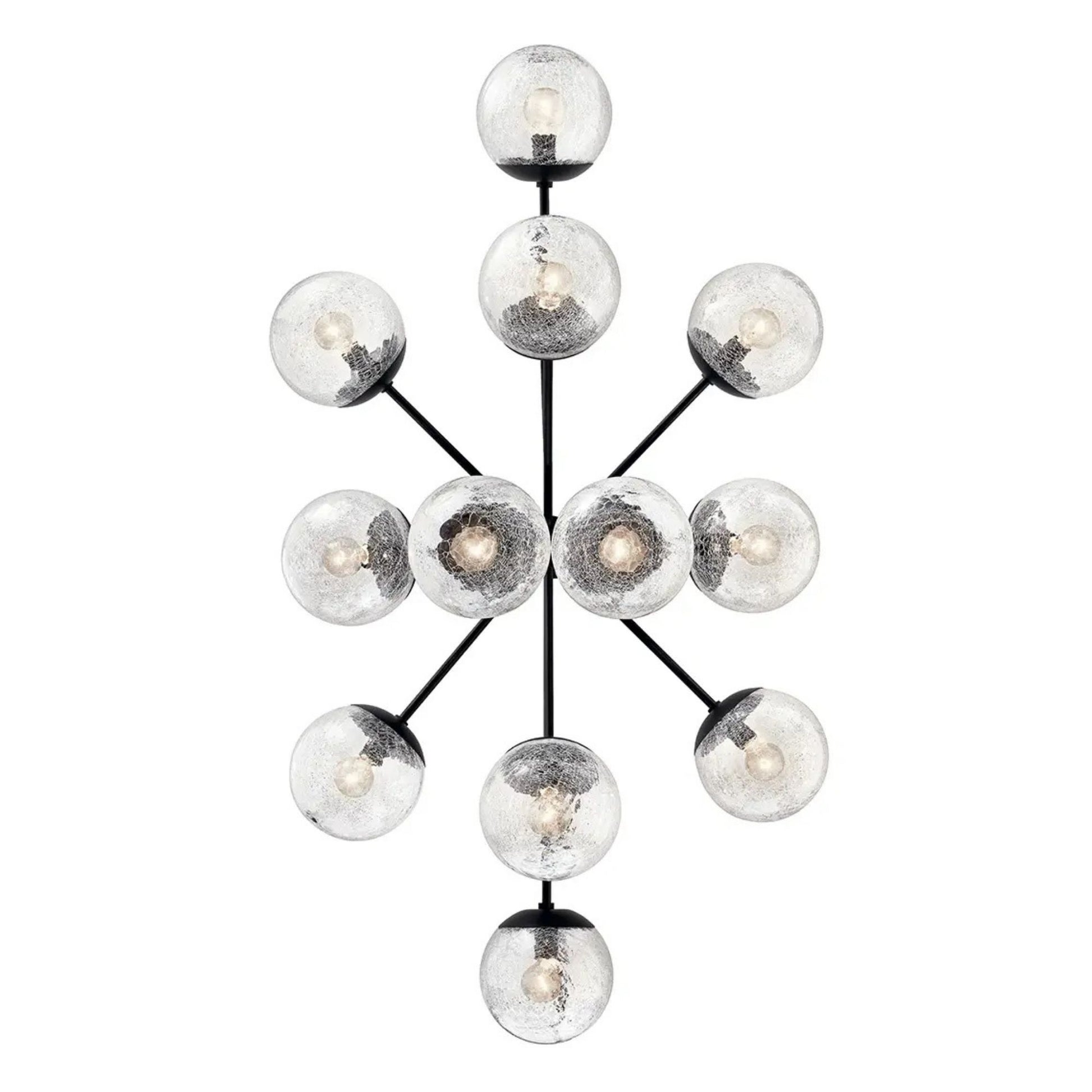 Kichler Lighting - Silvarious 48" 12-Light Linear Chandelier, Black Finish, Crackle Glass | Bees Lighting