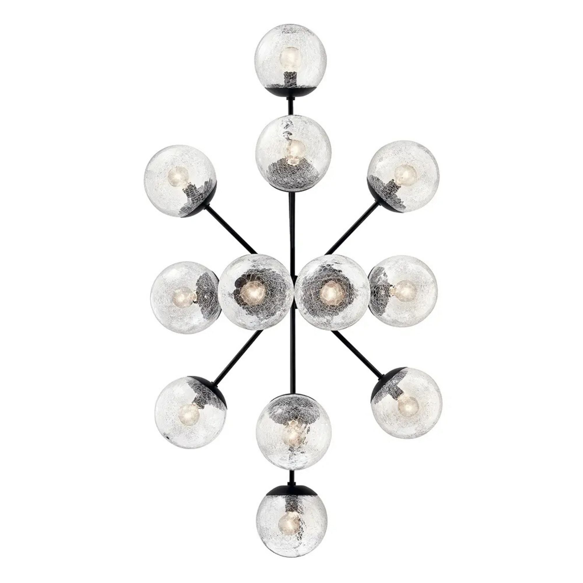 Kichler Lighting - Silvarious 48" 12-Light Linear Chandelier, Black Finish, Crackle Glass | Bees Lighting