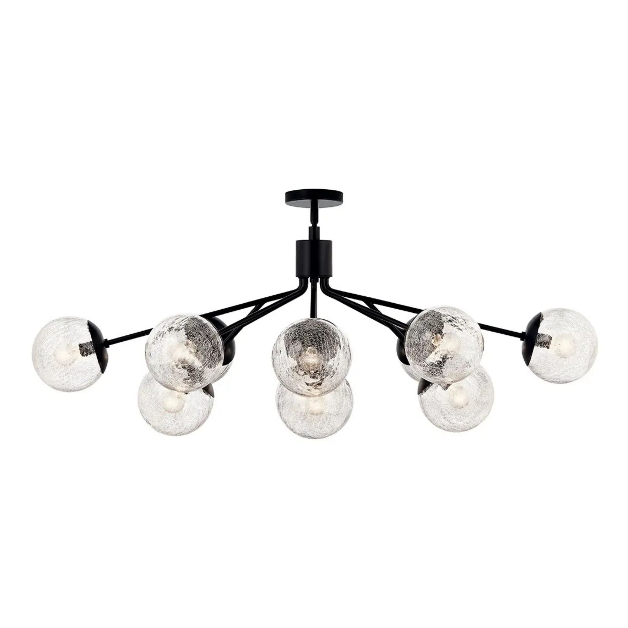 Kichler Lighting - Silvarious 48" 12-Light Linear Chandelier, Black Finish, Crackle Glass | Bees Lighting