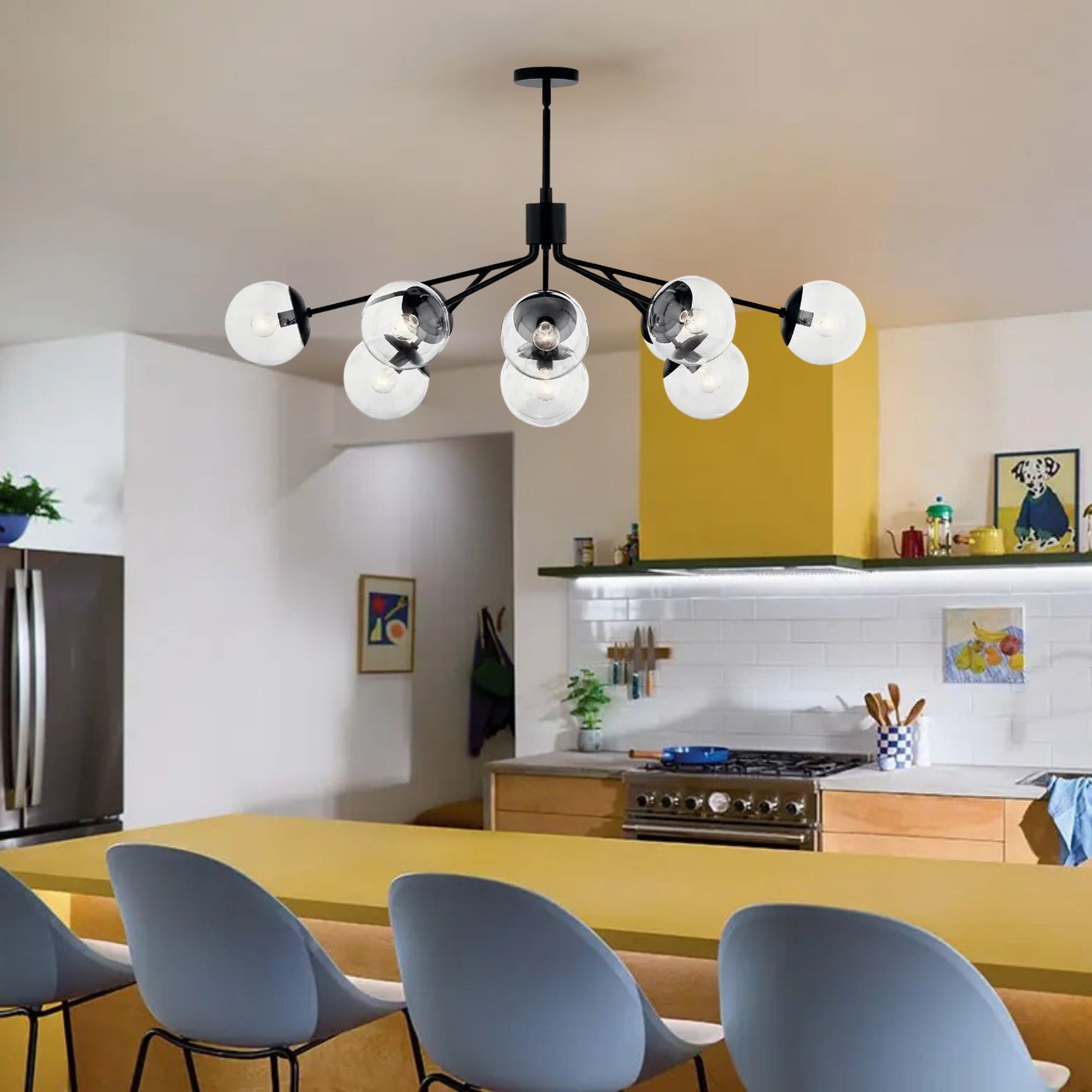 Kichler Lighting - Silvarious 48" 12-Light Linear Chandelier, Black Finish, Clear Glass | Bees Lighting