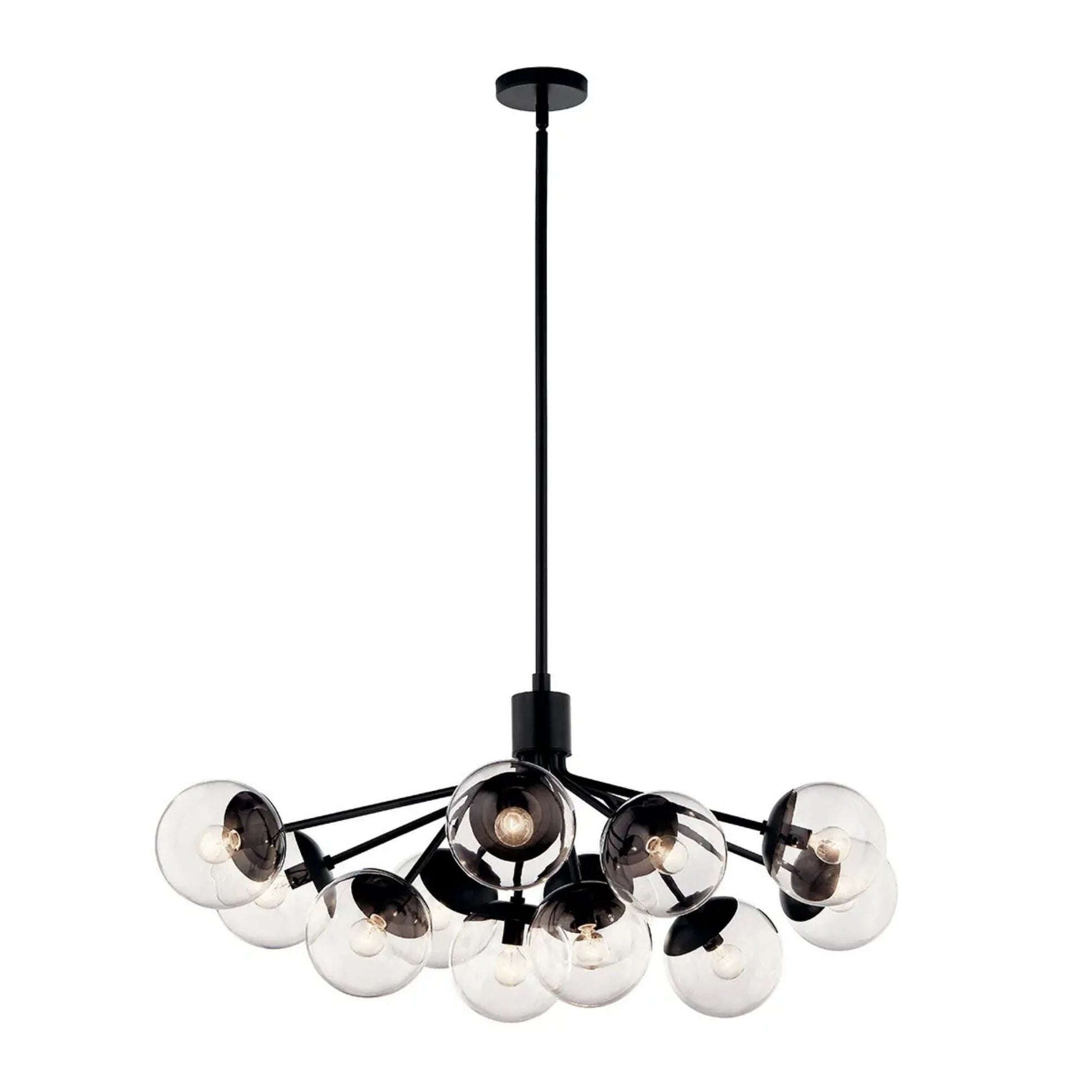 Kichler Lighting - Silvarious 48" 12-Light Linear Chandelier, Black Finish, Clear Glass | Bees Lighting