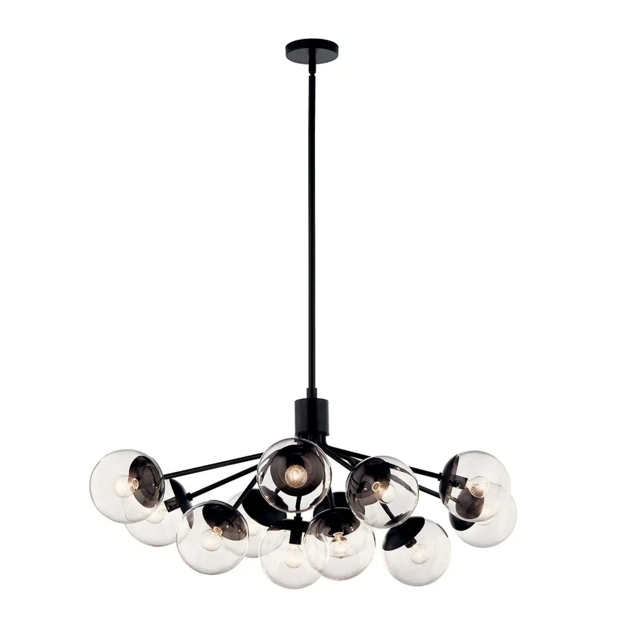 Kichler Lighting - Silvarious 48" 12-Light Linear Chandelier, Black Finish, Clear Glass | Bees Lighting
