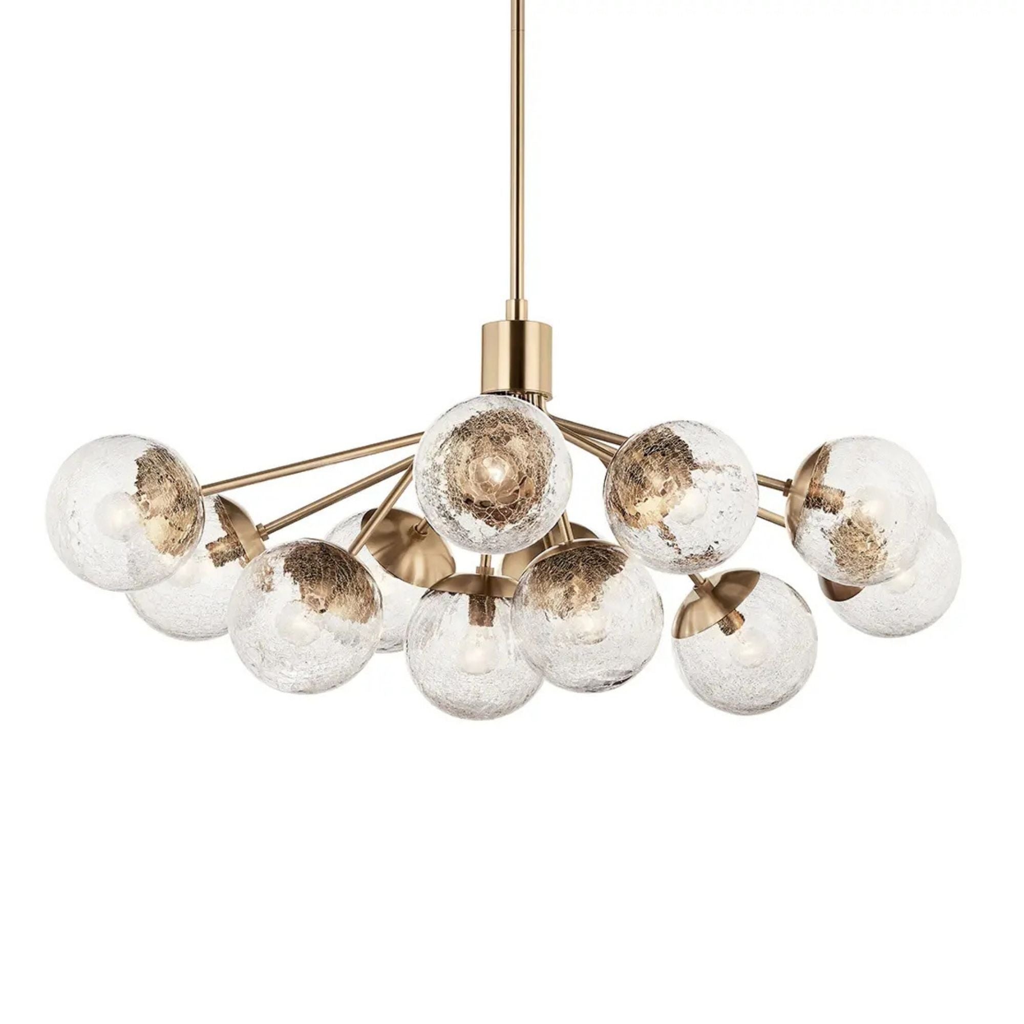 Silvarious 48" 12-Light Linear Chandelier, Champagne Bronze Finish, Crackle Glass